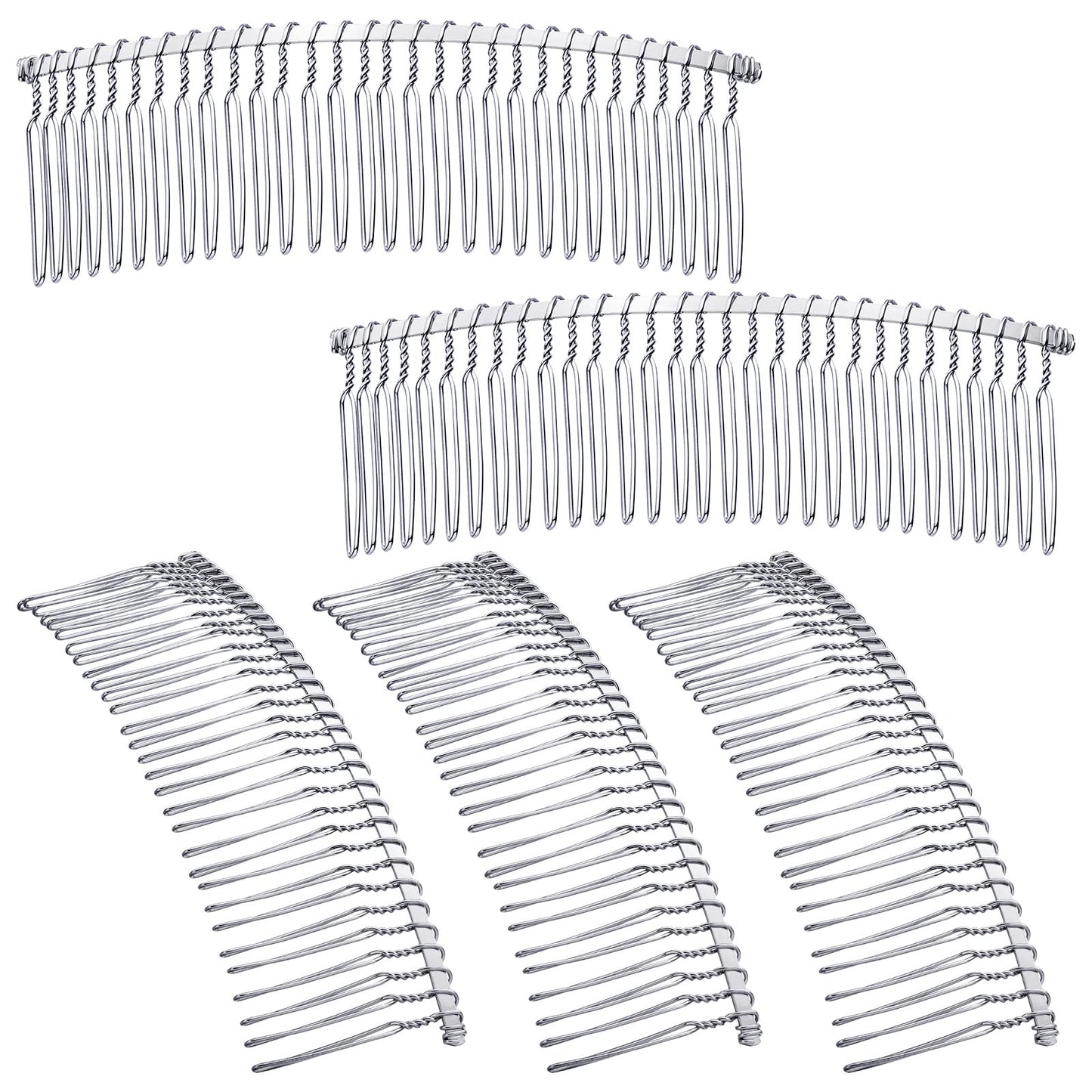 5 Pieces Hair Clip Combs Metal Wire Hair Combs Wire Twist Bridal Wedding Veil Combs (White K,30 Teeth)