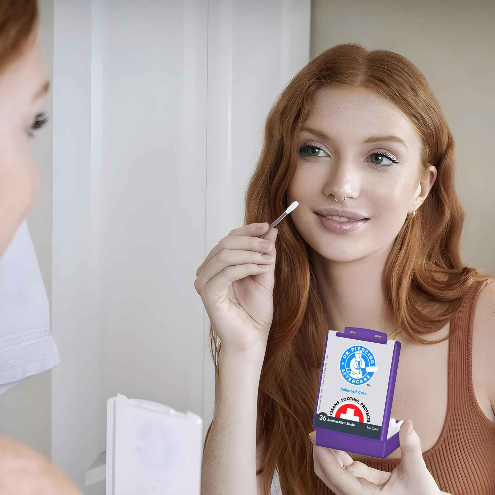 Dr. Piercing Aftercare Swabs - Saline Solution for Piercings - Earring Nose Belly Ear Piercing Cleaner - Saline Wash, Ear Hole Cleaner – Piercing Aftercare Formula - 36 Swabs