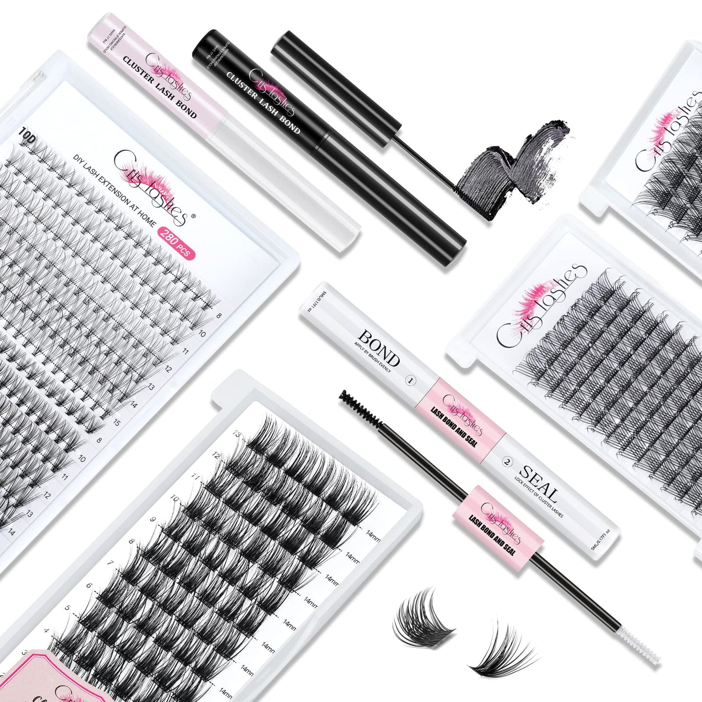 Cluster Lashes, Crislashes DIY Eyelash Extension 13 Rows, D Curl 16mm Individual Cluster Eyelashes Natural Look, 78 pcs Reusable Cluster Eyelash Extensions at Home (F05-D Curl 16mm)