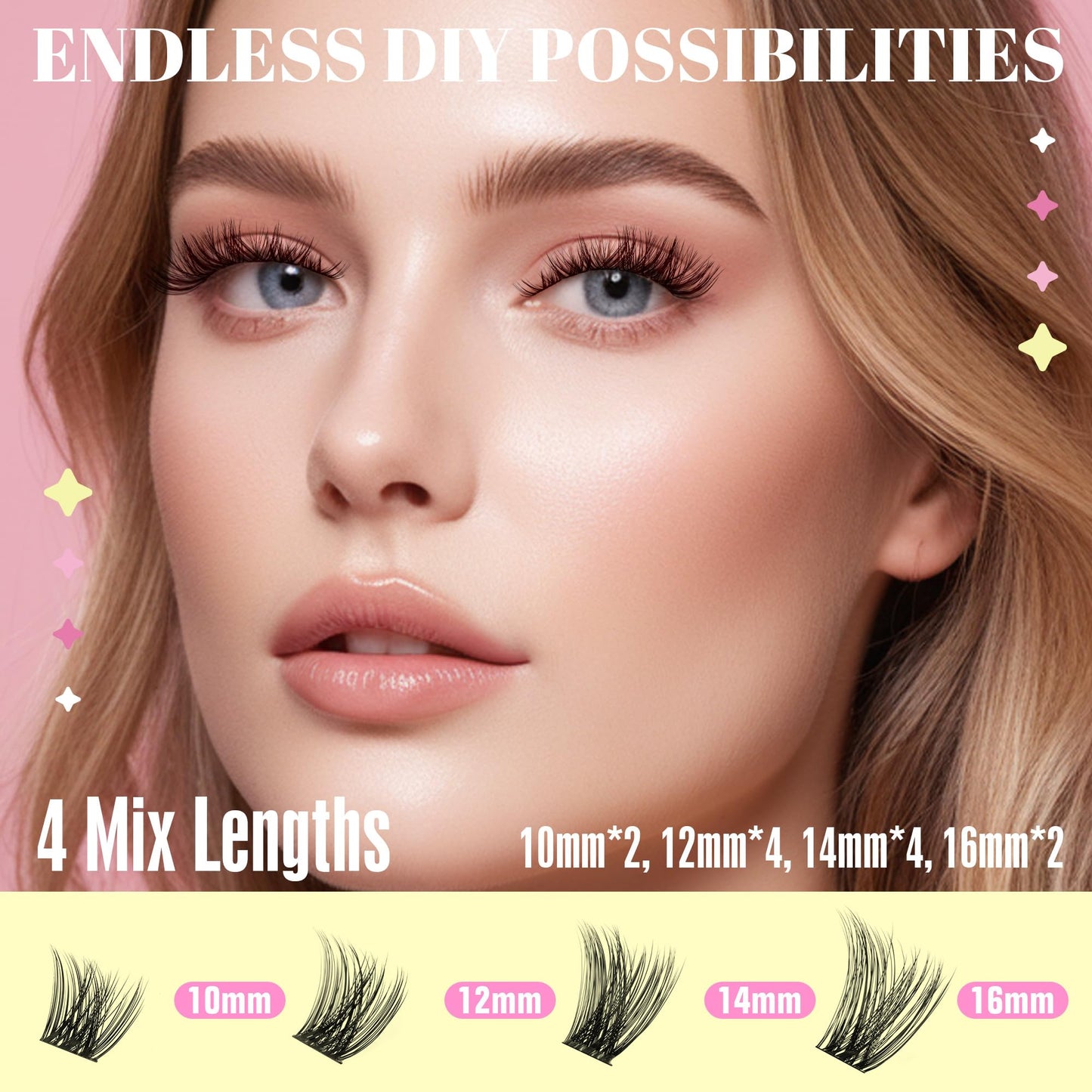 CALAILIS Wispy Lash Clusters DIY Cluster Eyelash Extensions 120pcs Natural Cluster Lashes 3D Fluffy Individual Lashes Reusable Wispy Eyelash Clusters(QF16,D-10-16MIX)