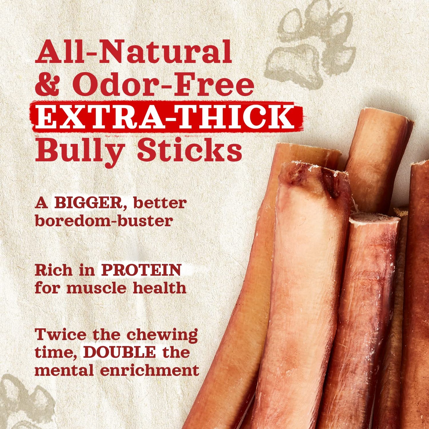 Natural Farm Odor-Free Jumbo Bully Sticks, (6 Inch, 2 Pack), Extra-Thick Chews for Dogs, Fully Digestible 100% Beef Treats, Great for Dental Health, Keep Your Dog Busy with 50% Longer Lasting Chews