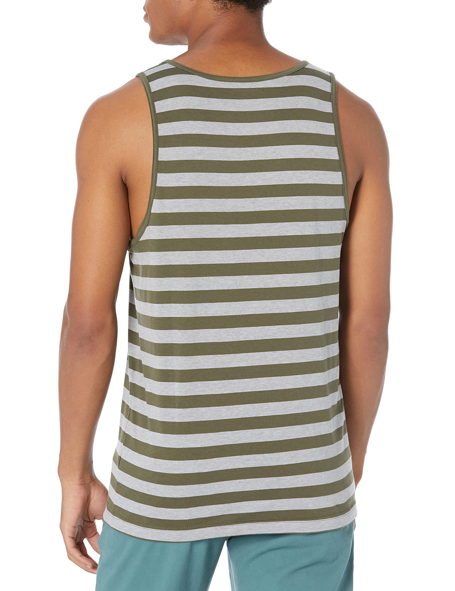 Amazon Essentials Men's Regular-Fit Tank Top, Dark Green/Light Grey Heather, X-Small