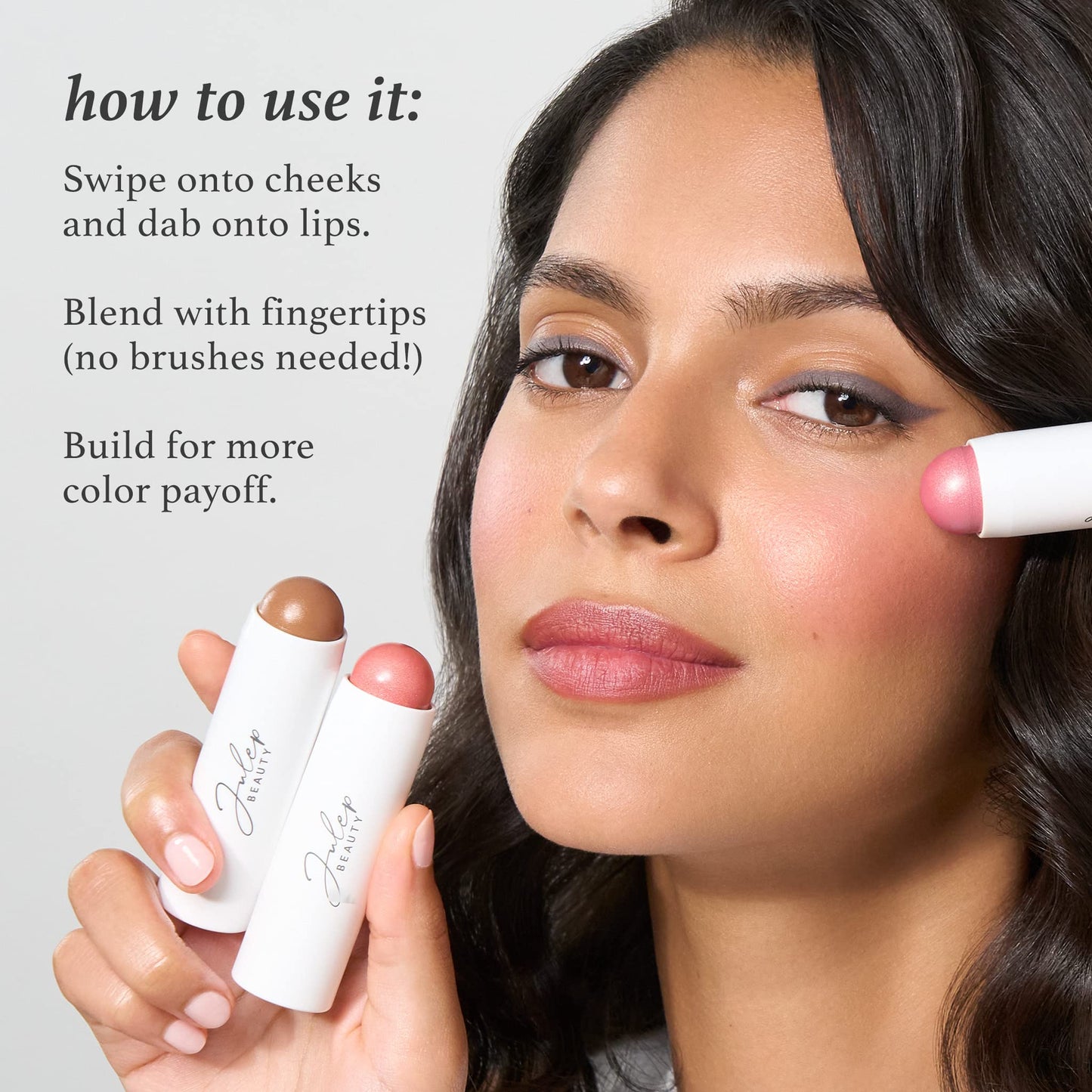 Julep Skip The Brush Cream to Powder Blush Stick - Desert Rose - Blendable and Buildable Color - 2-in-1 Blush and Lip Makeup Stick