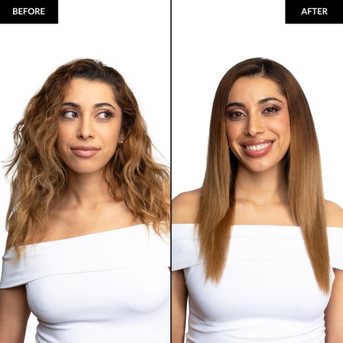 FoxyBae Trés Sleek Titanium Flat Iron Hair Straightener - Frizz-Free, Shinier & Smoother Hair - Dual Voltage Hair Styling Tools - w/LCD Display, Temperature Control, Auto Shut-Off 1" [Black Rose-Gold]