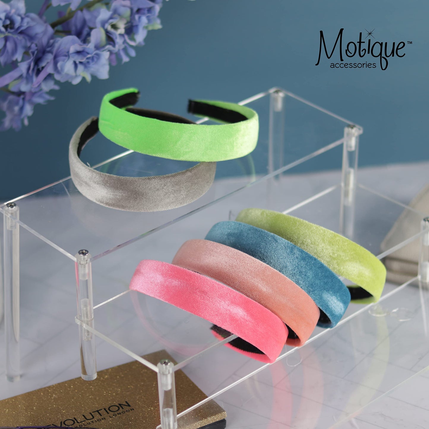 Motique Accessories 1 inch Light Grey Velvet Headband for Women and Girls