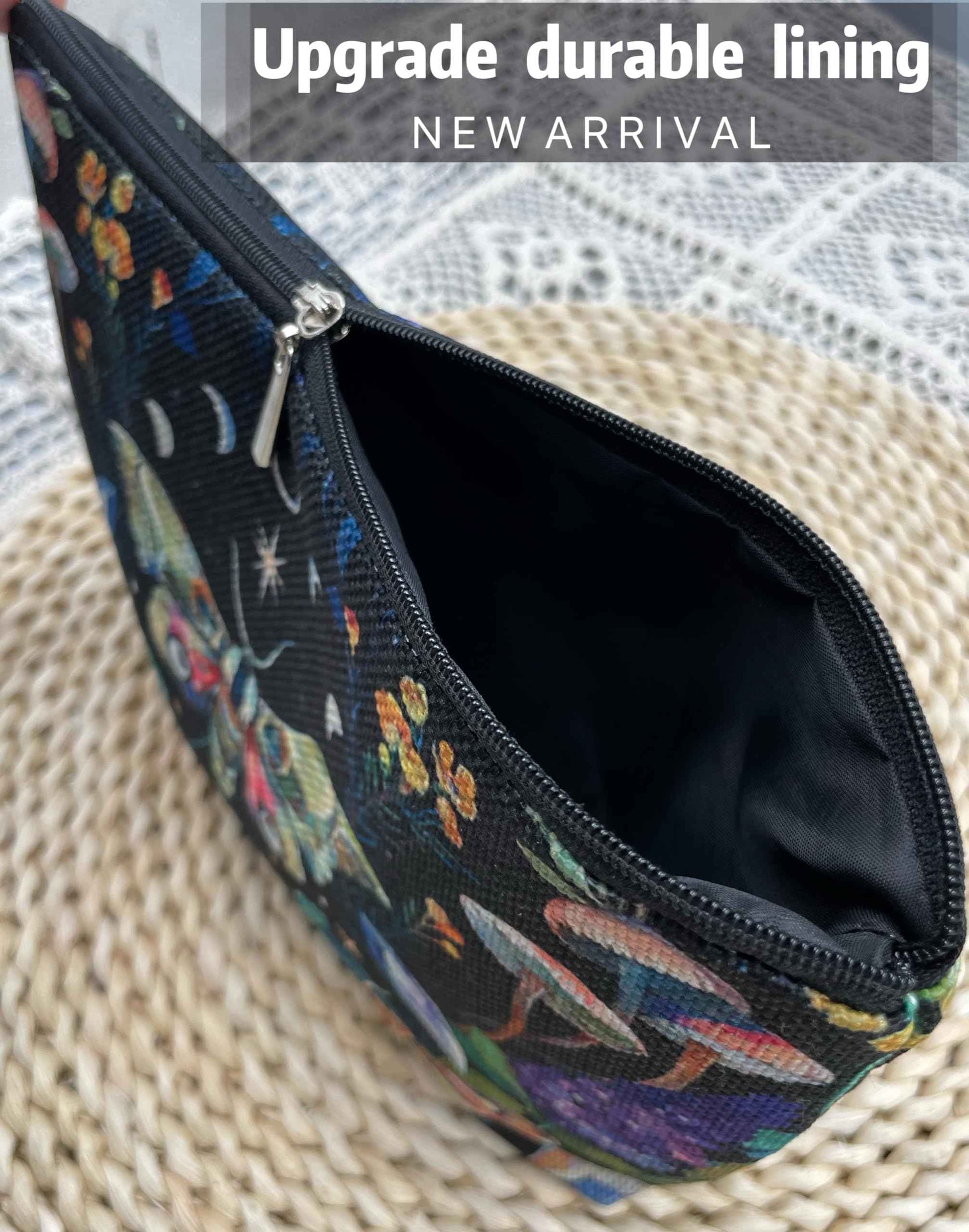 Tarot Moth Mushroom Moon Phase Makeup Bag - Gothic Butterfly Floral Cosmetic Bag for Girls, Sister, Daughter, Friend - Halloween, Birthday Gift