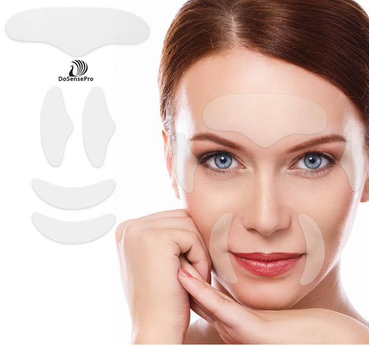 DoSensePro - Forehead Wrinkle Patch & 4 Reusable Silicone Face Patches Set: Includes Eye Wrinkle Patches & Smile Line Patches - Improves Skin Texture, Prevent Wrinkles & Enhance Facial Radiance