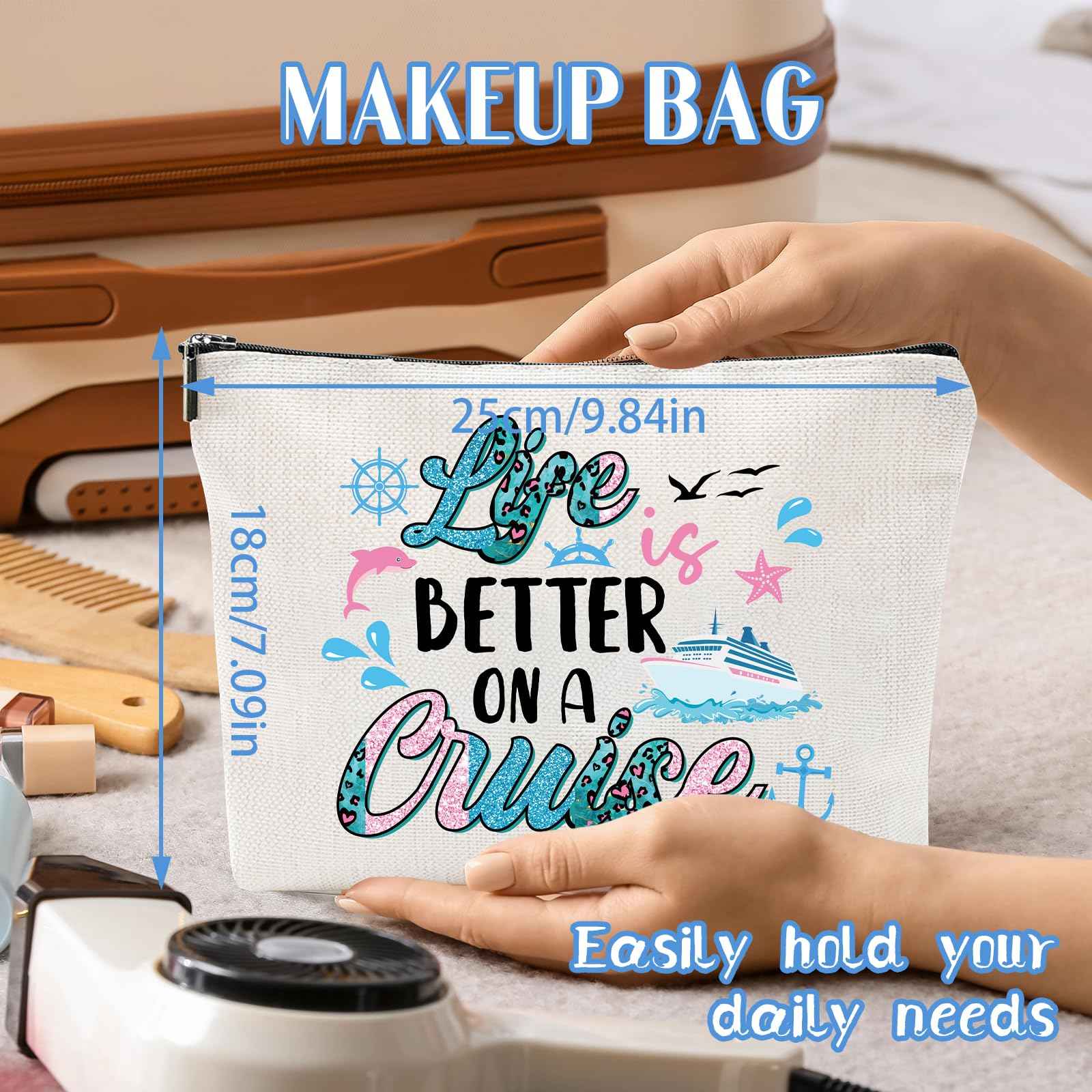 Sitsink Cruise Lovers Gifts for Women - Unique Vacation Cosmetic Bags, Summer Makeup Bags for Women, Anchor Gifts for Girls BFF Birthday