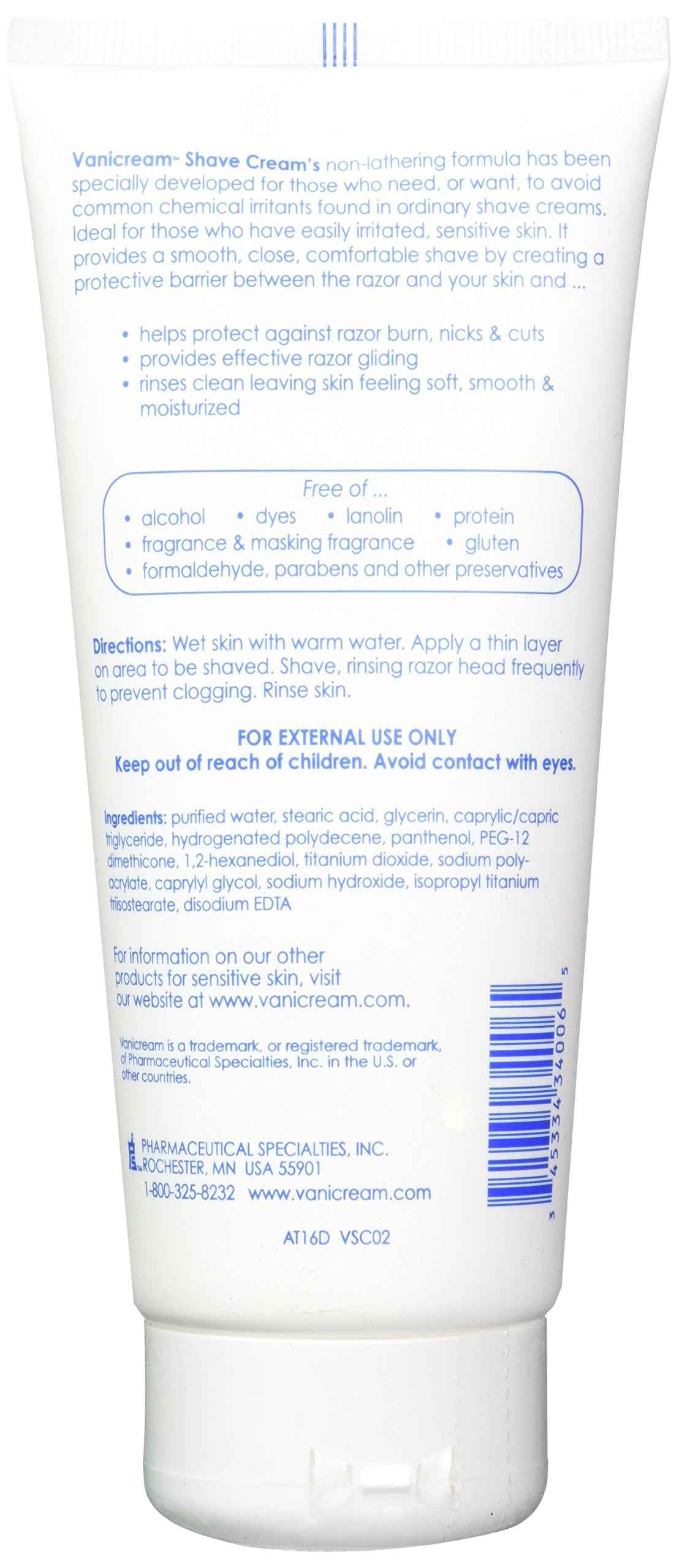 Vanicream Shave Cream for Sensitive Skin - 6 Oz (2 Pack)