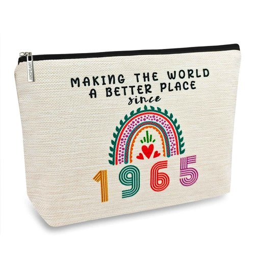 ancpeany Happy 60th Birthday Gifts for Women Makeup Bag, Funny 1965 60 Year Old Birthday Decorations Gift Ideas for Grandma, Mom, Her, Wife, Sister, Aunt, Small Cosmetic Travel Bags for Mothers Day
