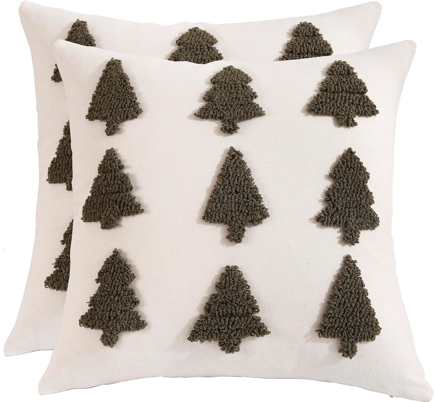 Tosleo Christmas Pillow Covers 18 x 18 inch Set of 2 Dark Green Multiple Christmas Tree Throw Pillow Cover Christmas Party Decorations Winter Holiday Soft Cushion Case