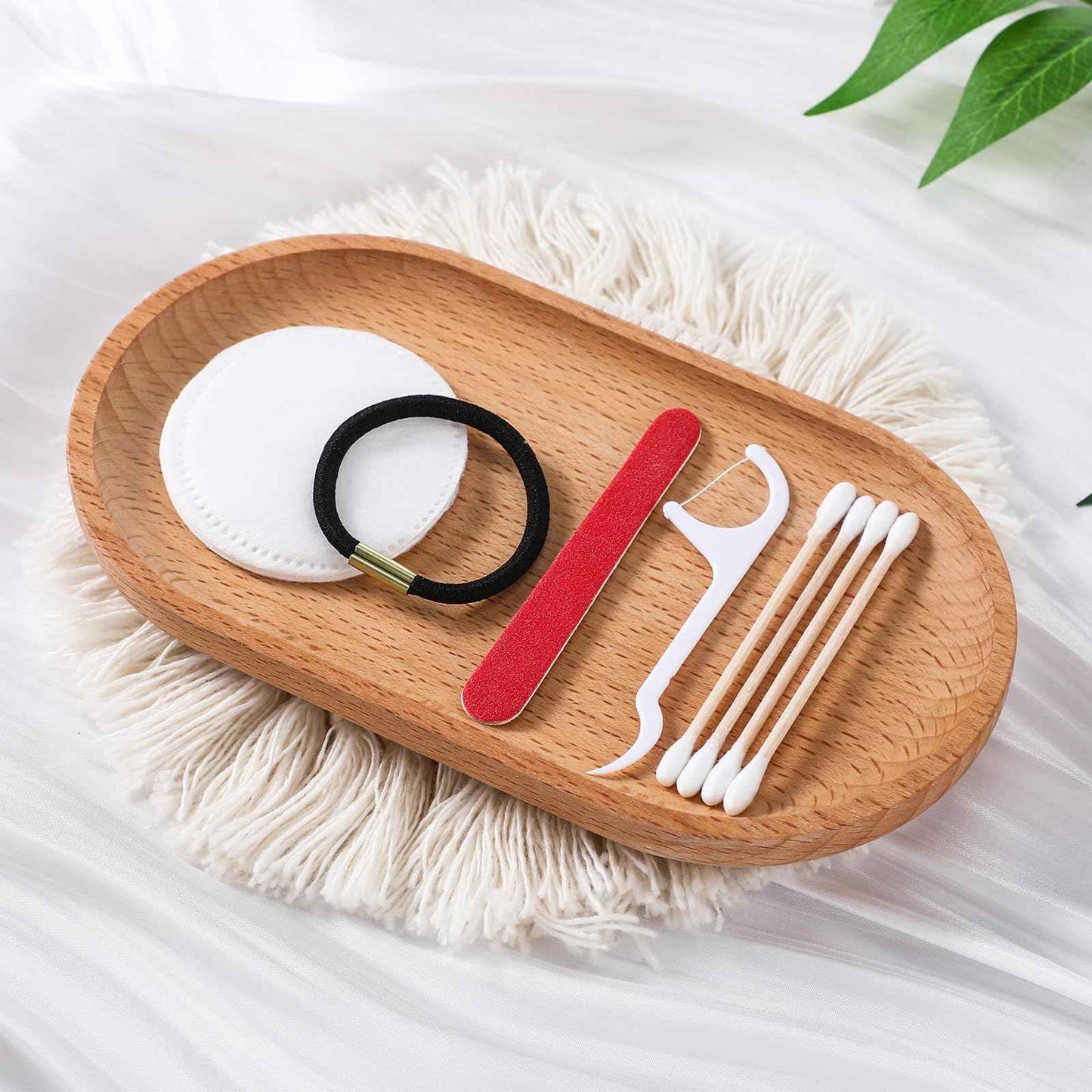 Tondiamo 100 Set Hotel Vanity Kit Individually Wrapped Travel Size Hotel Hospitality Kit Include Disposable Cotton Pads, Cotton Swabs, Hair Tie, Nail File, Dental Floss for Motels Toiletries