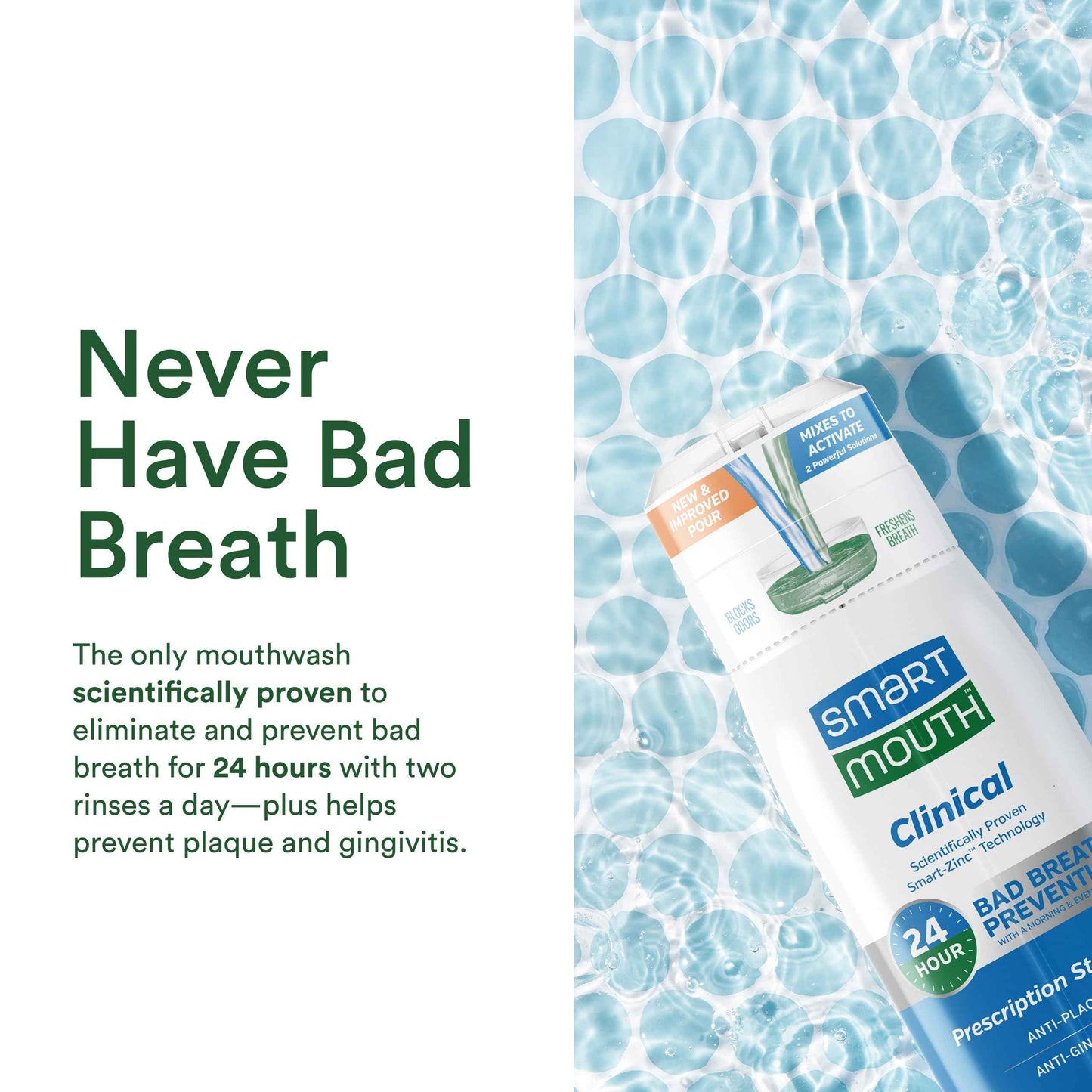 SmartMouth DDS Activated Clinical Mouthwash - Adult Mouthwash for Fresh Breath - for Gum Health, Gingivitis & More - Clean Mint Flavor, 16 fl oz (2 Pack)