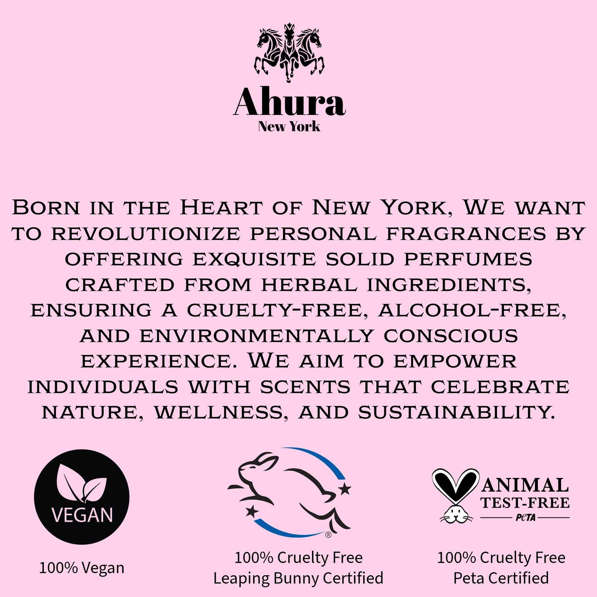 Ahura Herbal Natural Floral Eau de Parfum, Solid Perfume Balm, with notes of with Iris, Patchouli, Warm Vanilla & Spun Sugar, No Alcohol, Cruelty-Free, Sensual, 2 oz (2 Pack Holiday Gift Box)