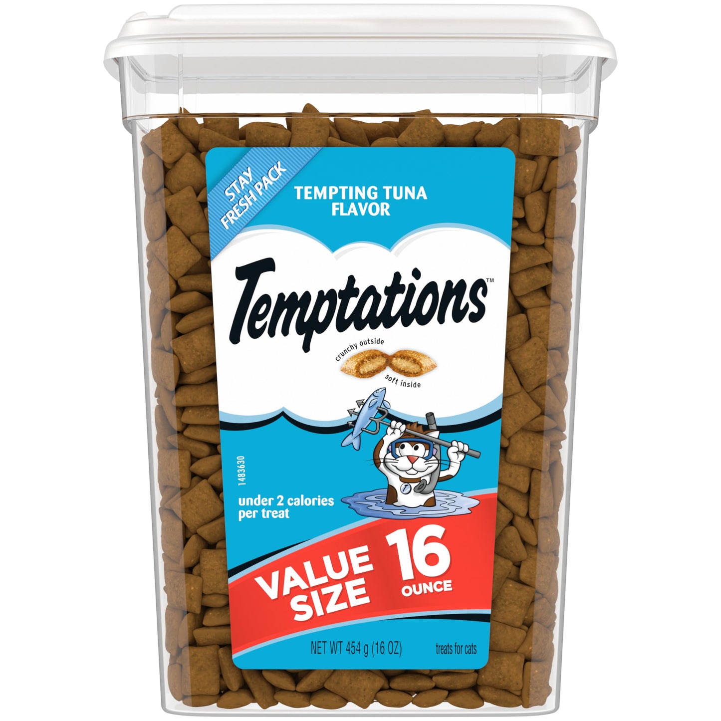 TEMPTATIONS Classic Crunchy and Soft Cat Treats Tempting Tuna Flavor, 16 oz. Tub