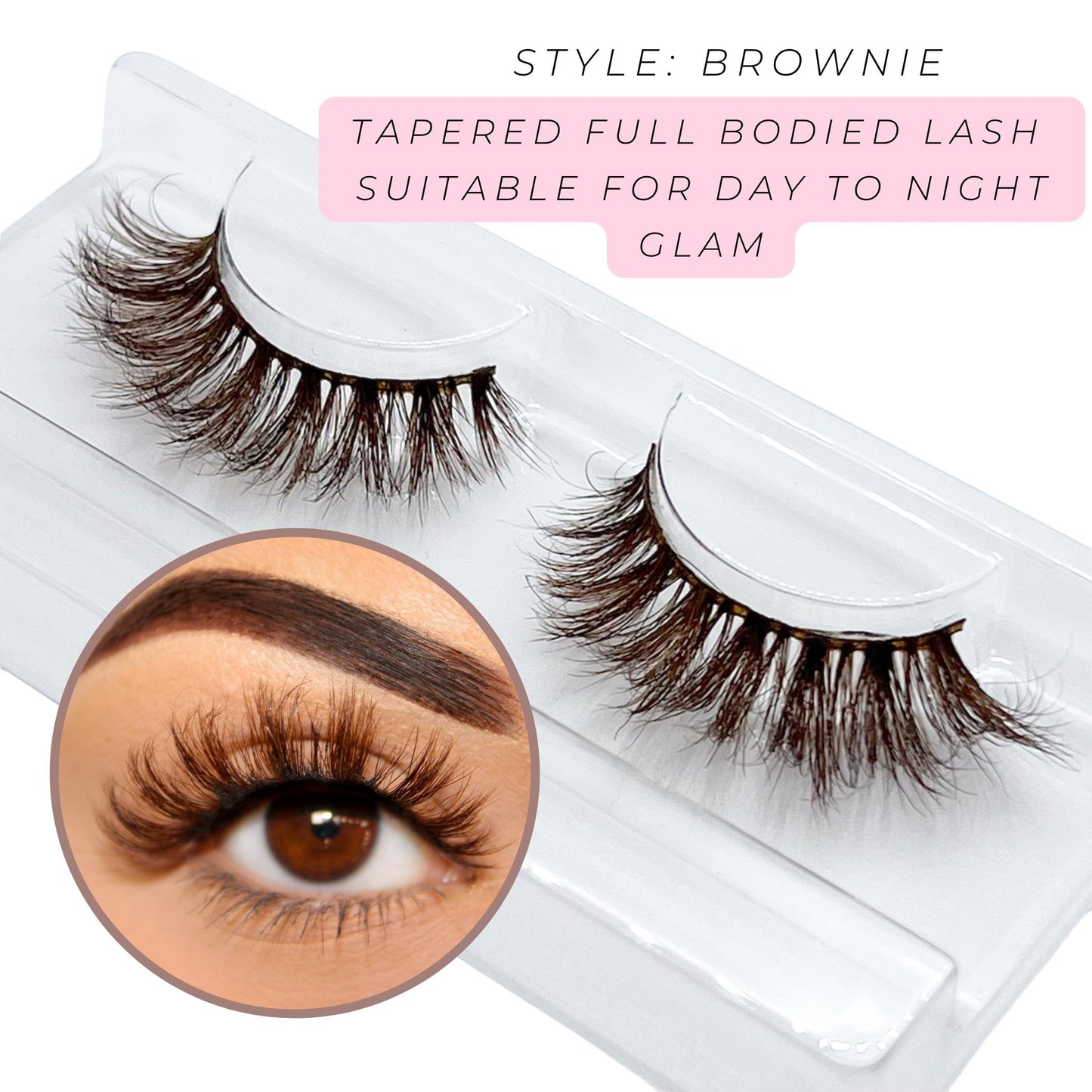 Brown Eyelashes 3D Volume Wispy Mink Lashes - Reusable Wear Up To 25 Times - Natural Cat Eye Look Long Fluffy False Eyelashes - 100% Hand Made Luxury Strip Eyelashes - Hypoallergenic Cotton Band