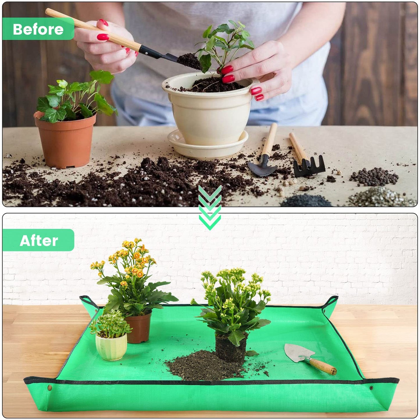 Onlysuki 3PCS 39.5" x 31.5" Large Potting Mat for Indoor Plants Transplanting and Dirt Control Garden Gifts for Women Men