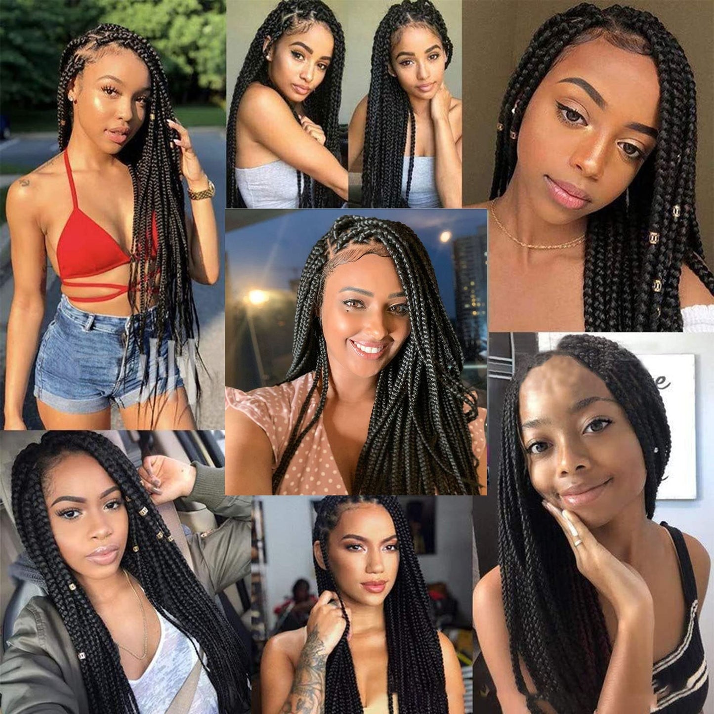 Black Pre Stretched Braiding Hair 30 Inch Box Braid Hair Extensions 3 Packs Yaki Texture Pre Feathered Braids Hair Easy to Use for Any Occasions