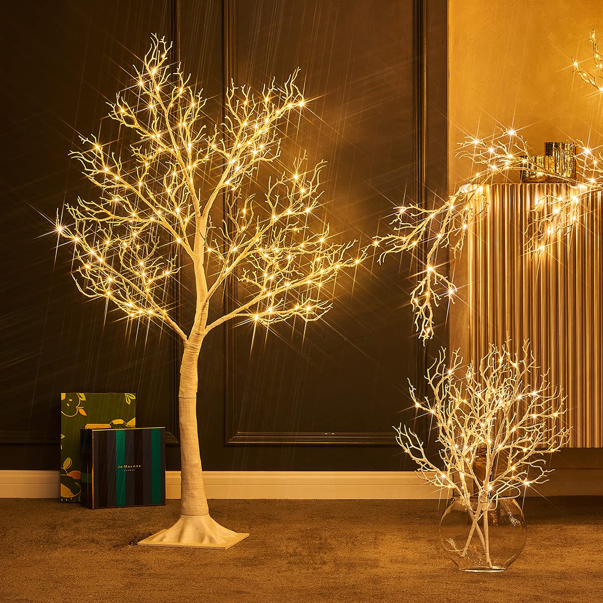 Fudios Lighted White Tree with 150 LED Fairy Lights 4FT for Christmas Party Home Holiday Indoor Outdoor Decoration, Lit Artificial Tree with Full Branches