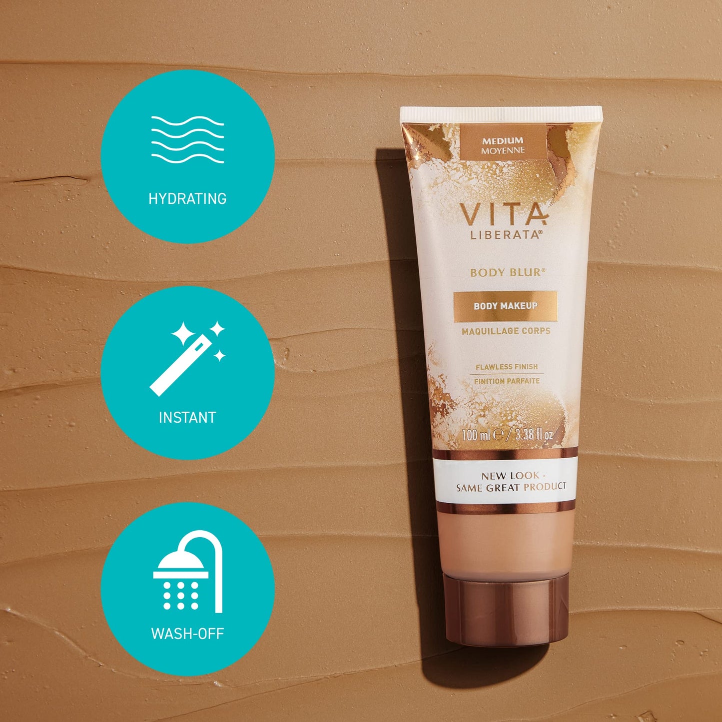 Vita Liberata Body Blur, Leg and Body Makeup. Skin Perfecting Foundation for Flawless Bronze, Easy Application, Radiant Glow, Evens Skin Tone, New Packaging