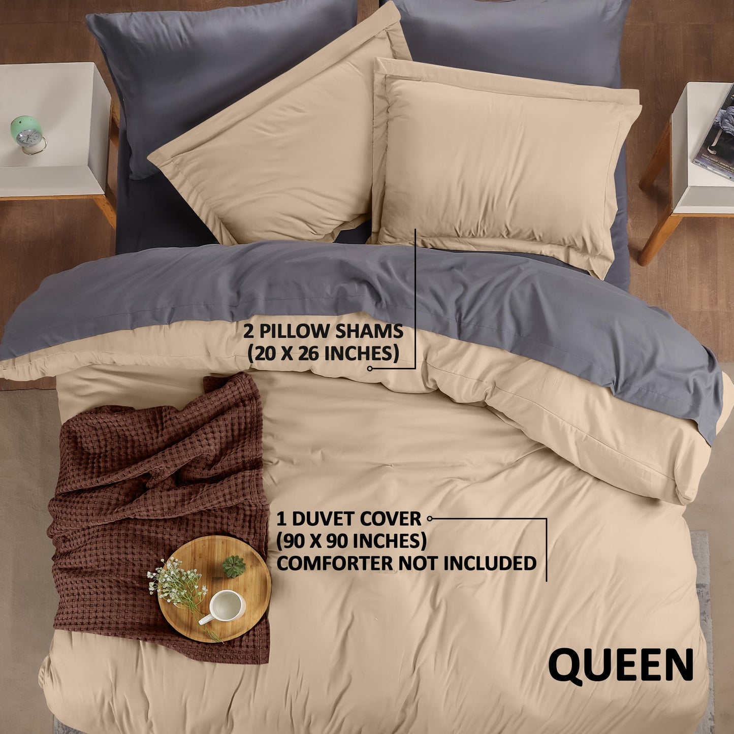 Utopia Bedding Duvet Cover Queen Size - 1 Duvet Cover with 2 Pillow Shams - 3 Pieces Bedding Duvet Cover with Zipper Closure - Soft Brushed Microfiber, 90 X 90 Inches (Pack of 10, Queen Beige)