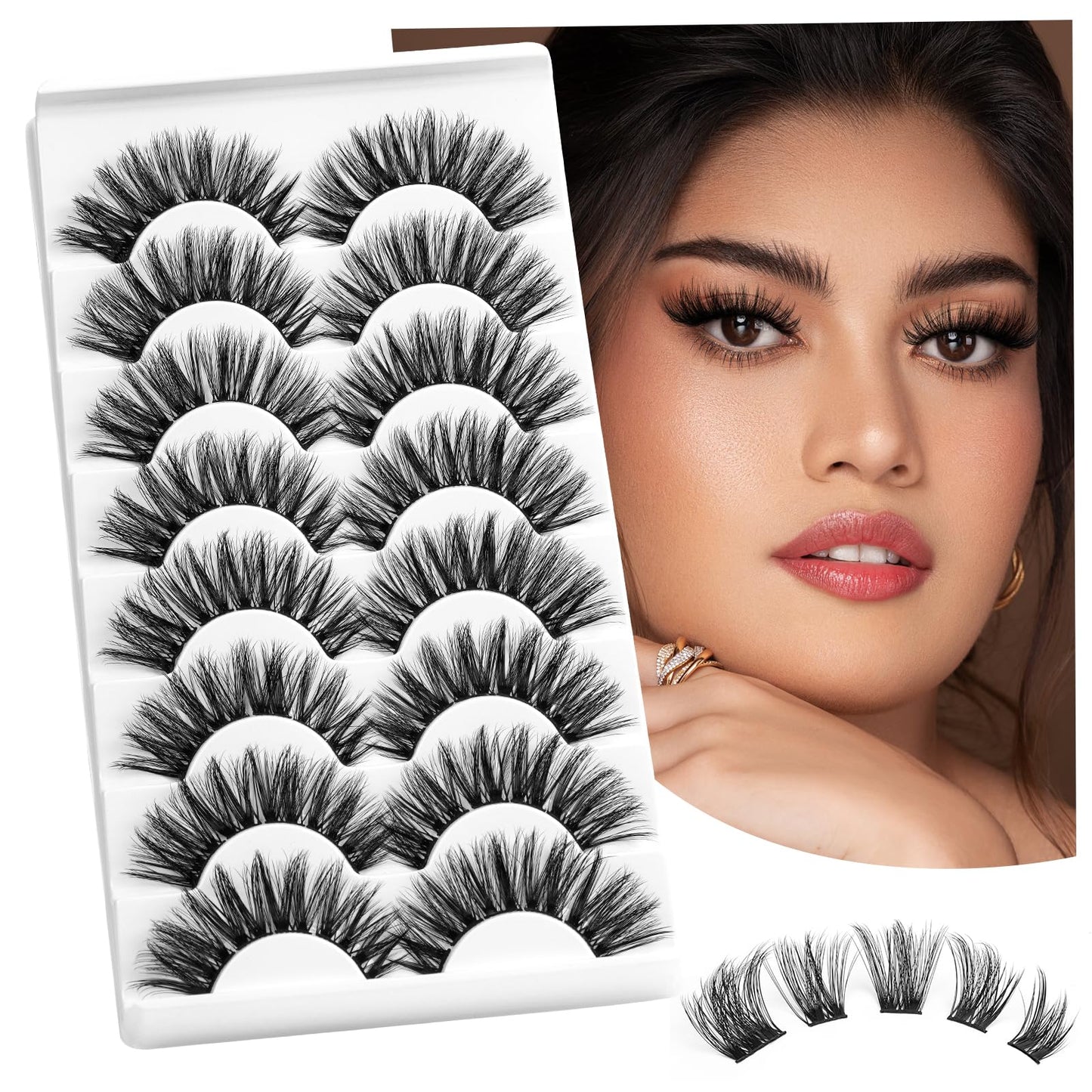 Lash Clusters 8 Pairs Crislashes 9-16mm Strip Cluster Lashes C/D Curl Eyelash Clusters Manga Volume Lash Clusters DIY Eyelash Extensions Reusable Cluster Eyelash Extensions (Clusters 01)