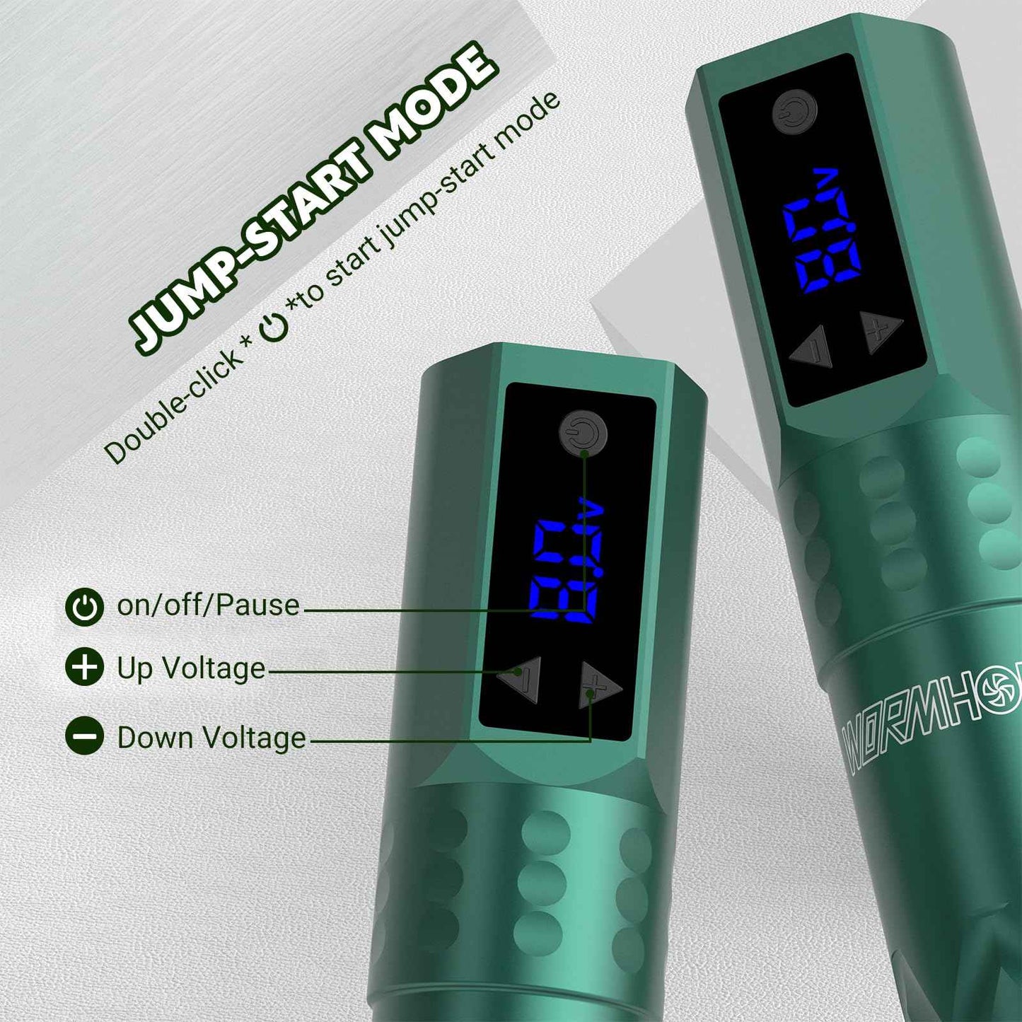 Wormhole Tattoo Gun Wireless Tattoo Kit, Aluminum Alloy Tattoo Machine with LED Display, 1200mAh Battery Dot Work & Jumpstart Mode – Professional Tattoo Gun Kit for Artists with Ink, Needles