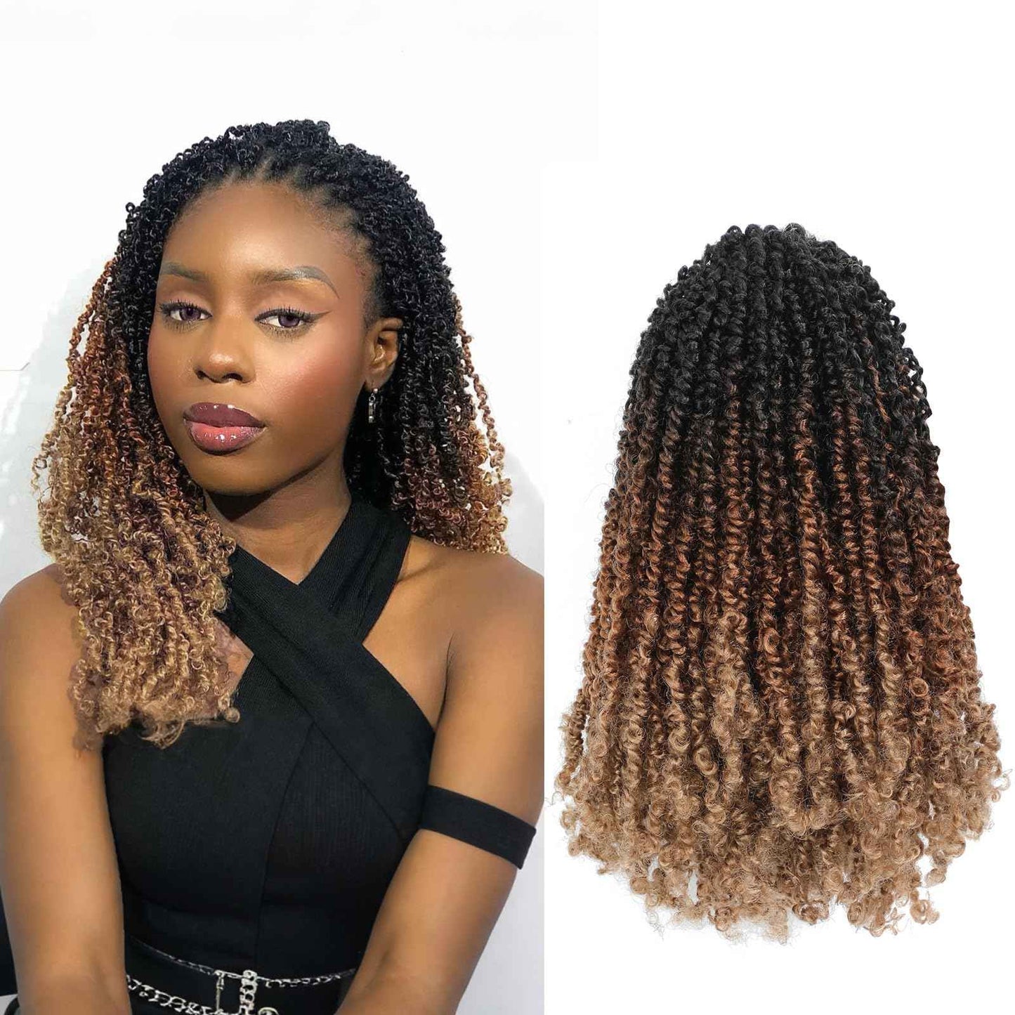 Yanky Twist Crochet Hair (10+12+14inch)*3,Total 9 packs,3 Tones Auburn Blonde,Pre-Looped Curly Mini Passion Twist,Pre-Twisted Micro Spring Twist,Yankee Twist Senegalese Twist Crochet Hair(OT1B/30/27#)