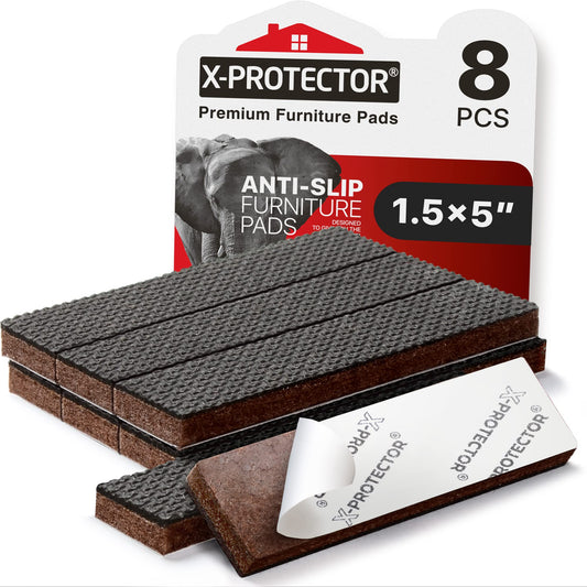 Non-Slip Furniture Pads X-PROTECTOR 8 PCS – 1.5” x 5” Rubber Furniture Pads – Ideal Furniture Grippers – Self-Adhesive Furniture Grips for Furniture Feet – Non-Skid Furniture Pads Floor Protectors!