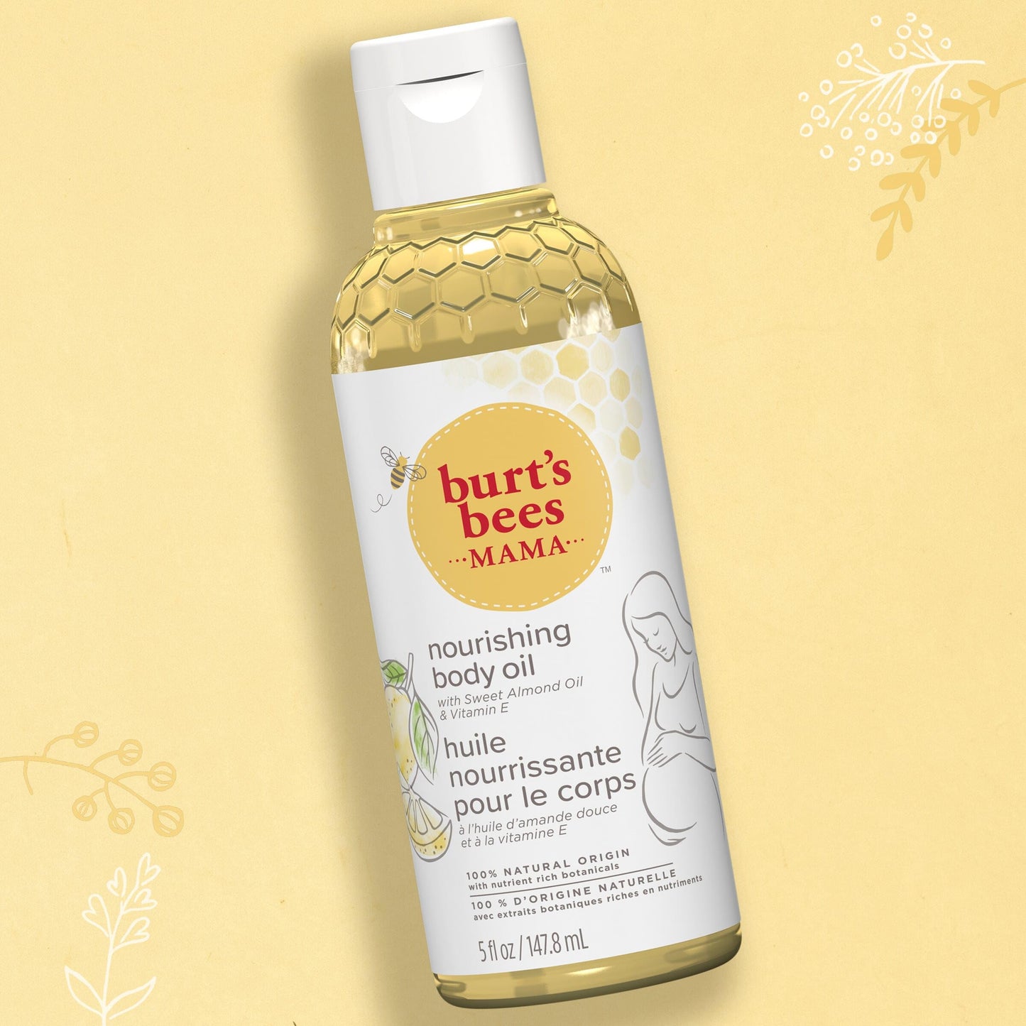 Burt's Bees Mama Body Oil with Vitamin E, 100% Natural Origin, 5 Fluid Ounces