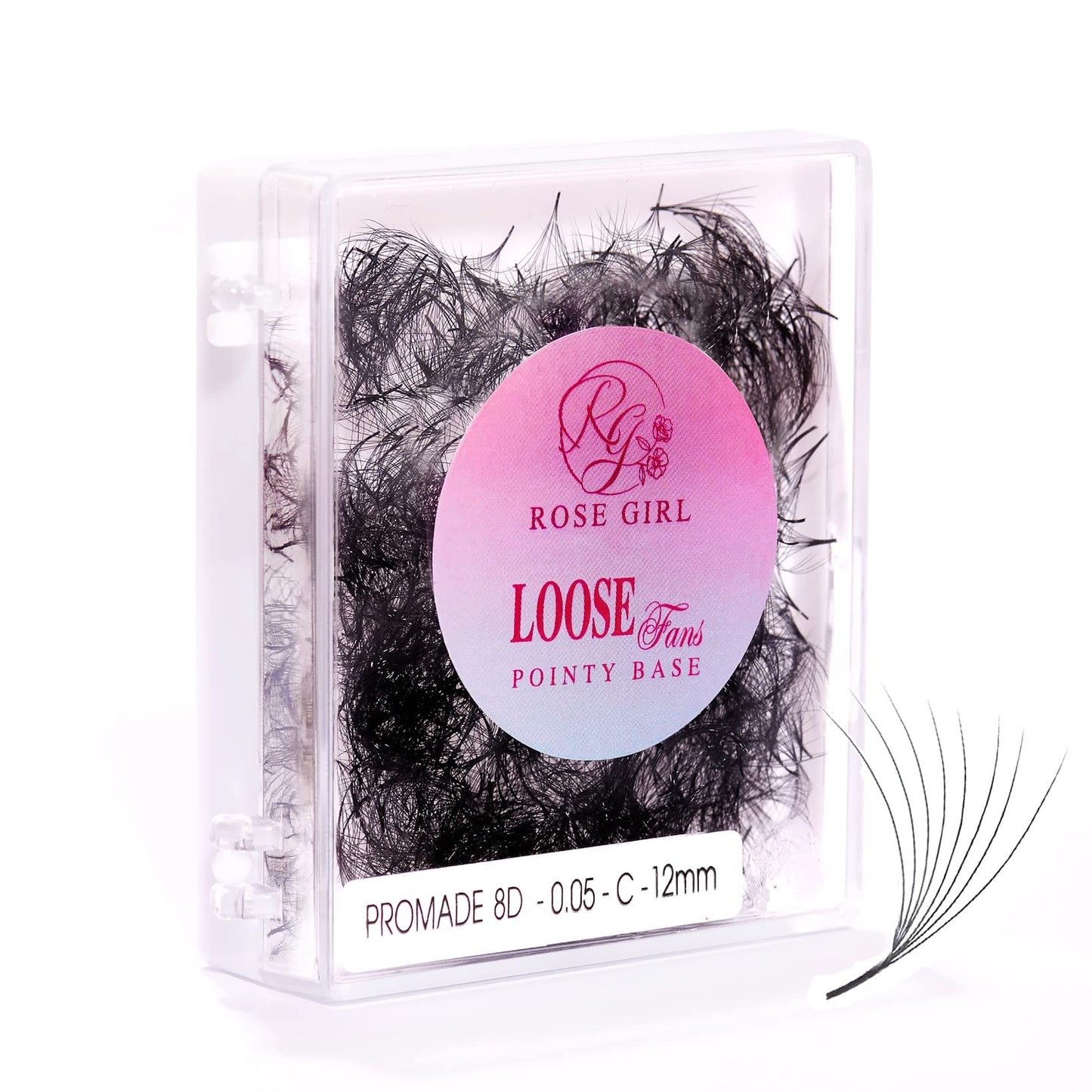 ROSE GIRL Loose Promade Fans - Natural Look Handmade Volume Eyelashes From 3D To 16D - C CC D DD Curl - False Lashes Extensions - Thickness 0.03~0.1 mm - 8~20 mm Length (8D-0.05-D (14mm))