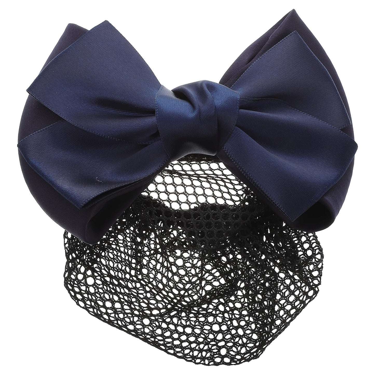 KALLORY Elastic Pearl Hair Accessories - Hair Bun Net Mesh Bowknot Cover with Hair Clip and Crochet Hook for Women (Dark Blue)