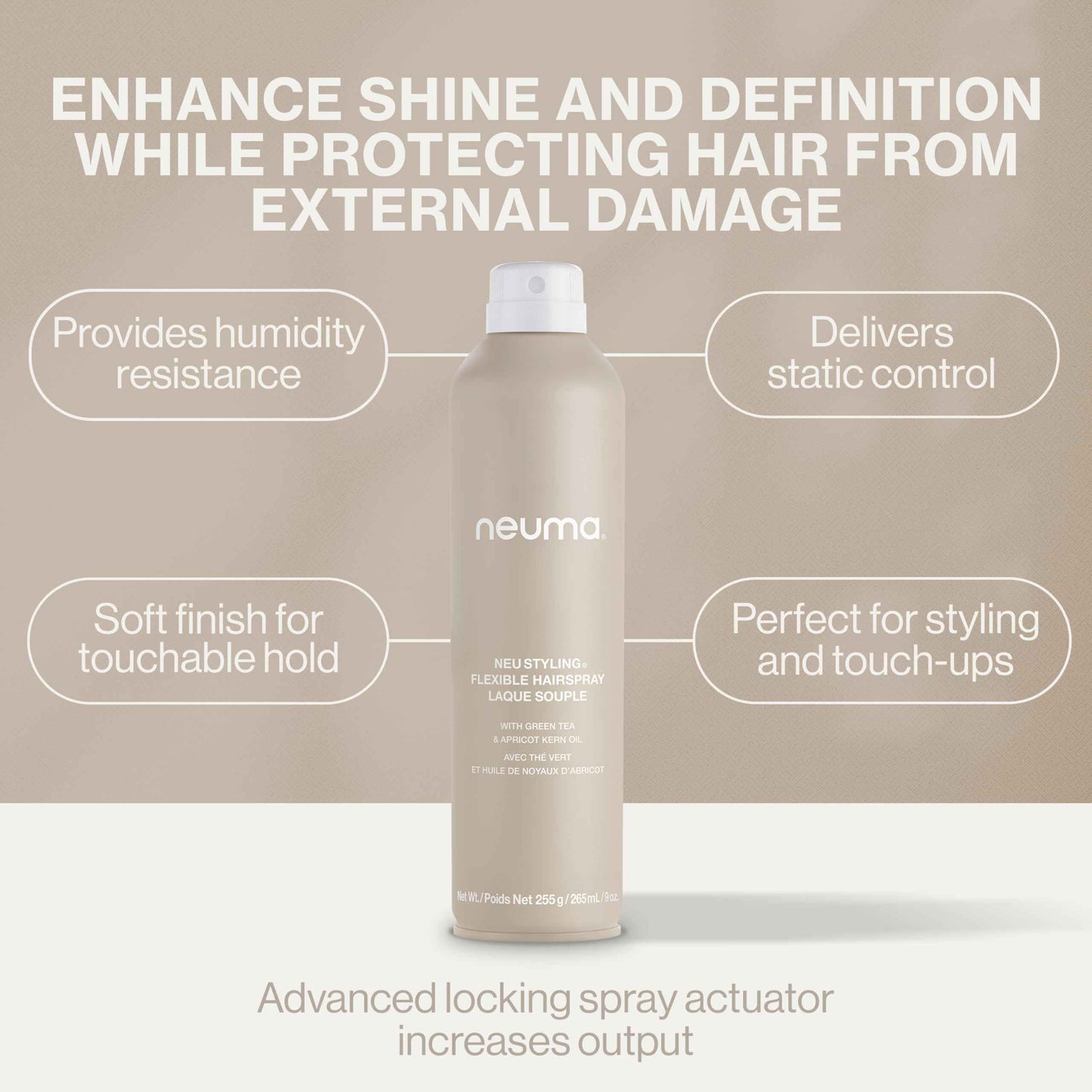 NEUMA Neu Styling Flexible Hair Spray 9 Fl. Oz. Hairspray for Women with Lavender, Mandarin & Vanilla Scent, Flexible Hold Styling Hairspray