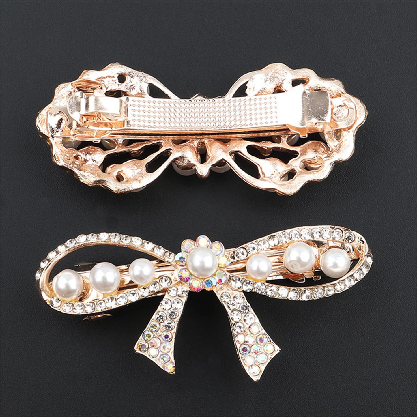 2 Pcs Cute Hair Claw Fairy Girl Rhinestone Hair Clip Big Hair Jaw Clip Nonslip Hair Clamp Hair Accessories Sliver&Gold (039-2PCS)