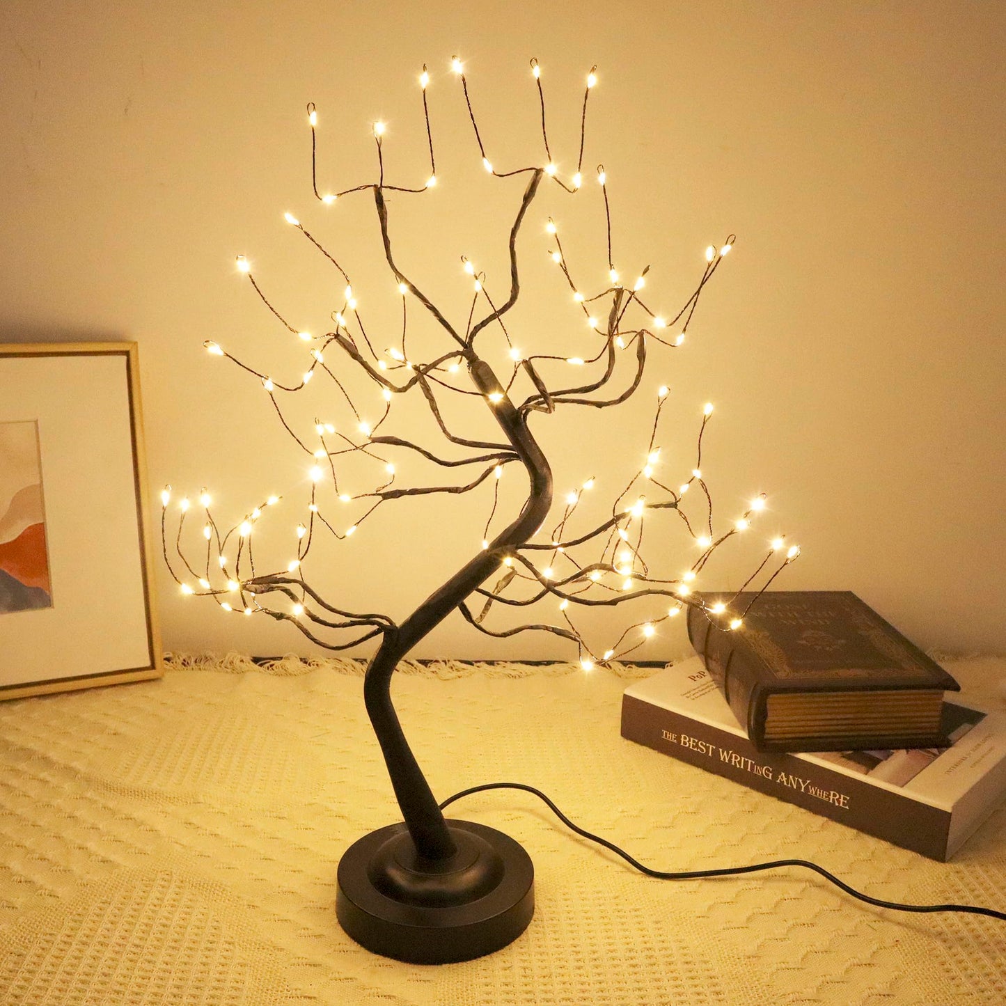 JOINTWIN Bonsai Tree Light,108L Fairy Lights Tree Lamp for Room Decor,DIY Black Branch LED Artificial Lighted Trees,USB & Battery Operated Christmas Tree for Holiday Decorations,Gift Ideas(Warm White)