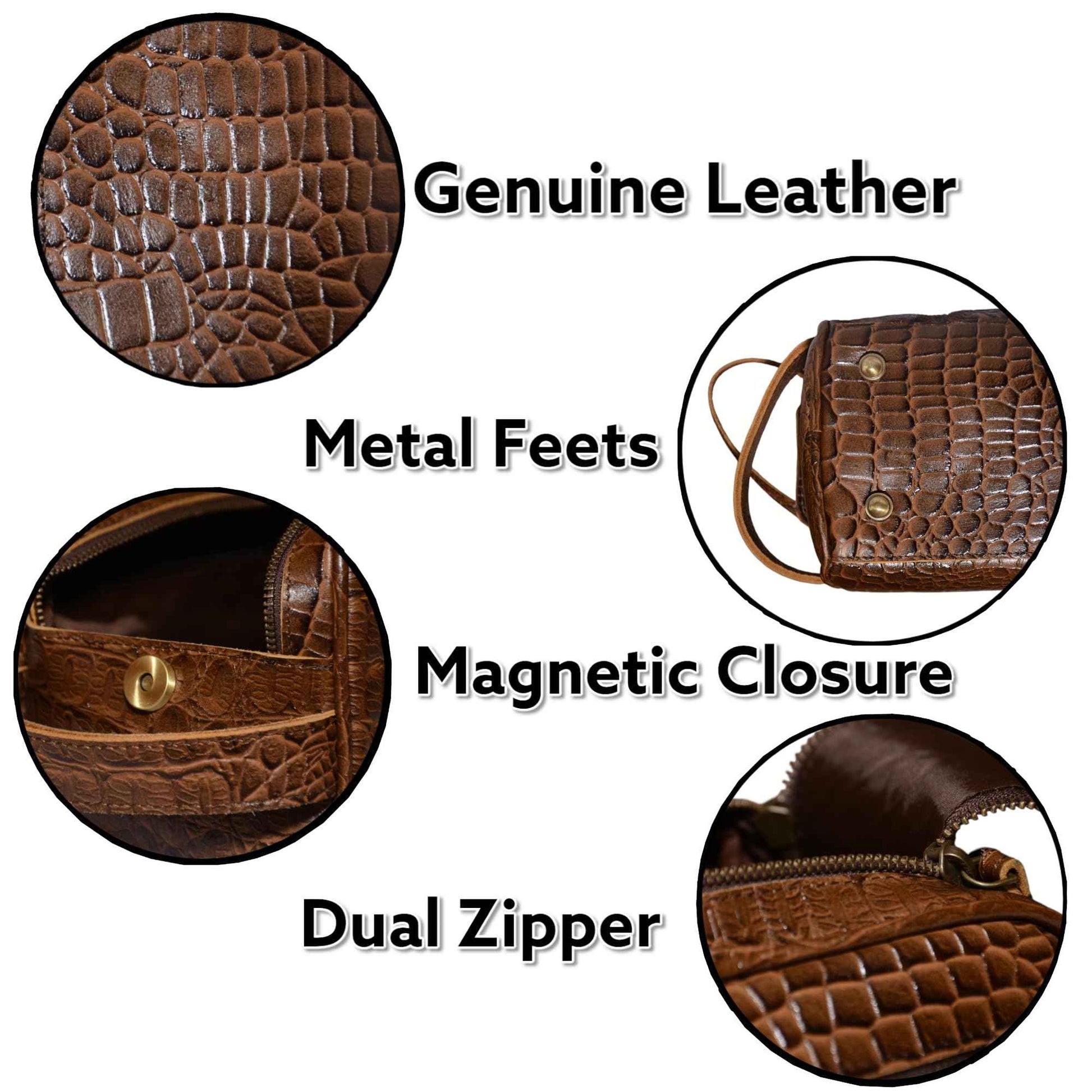 Premium Buffalo Leather Unisex Toiletry Bag Travel Kit (King Size )Shaving kit Accessories :Shaving Brush Case , Razor Protective Travel Case ( Combo of 4 Items) (Crocodile Print) (Croco Tan)