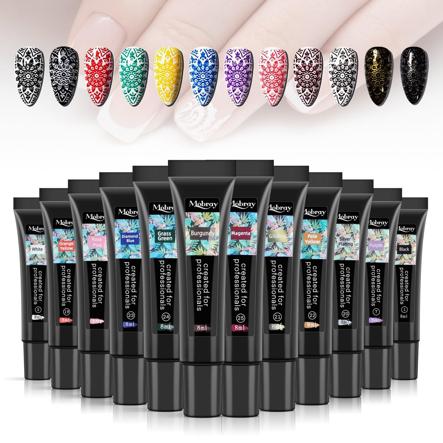 Nail Stamping Polish, 12 Colors Stamping Gels Stamp Nail Polish Gel for Stamp Nail Art Nail Stamp Plate Stamper Manicure