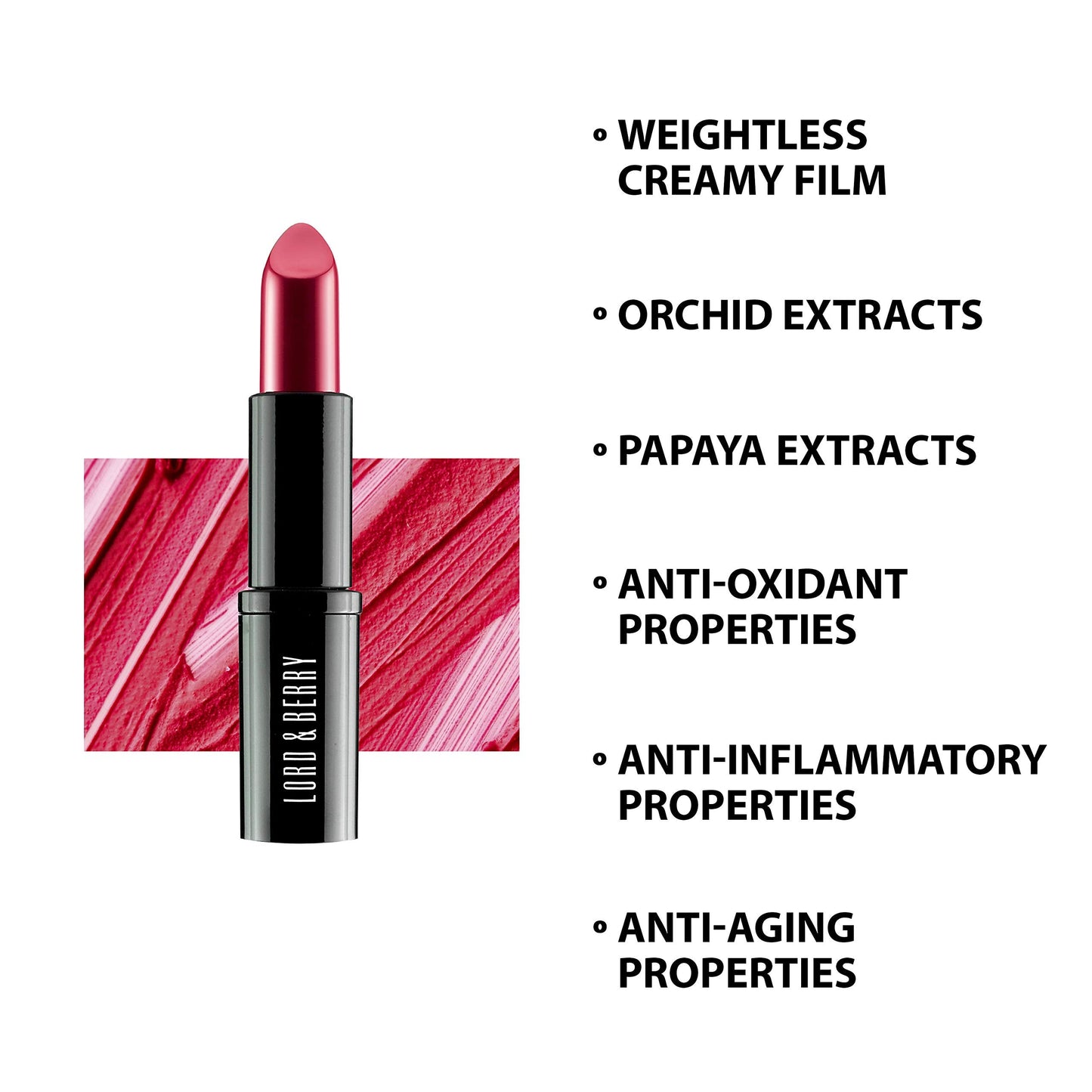 Lord & Berry Vogue Matte Lipstick Extremely Smooth Non Sticky Weightless Long Lasting Lipstick for Women, Paraben & Fragrance Free Lip Stick, Vegan & Cruelty Free Makeup Set, Cupid