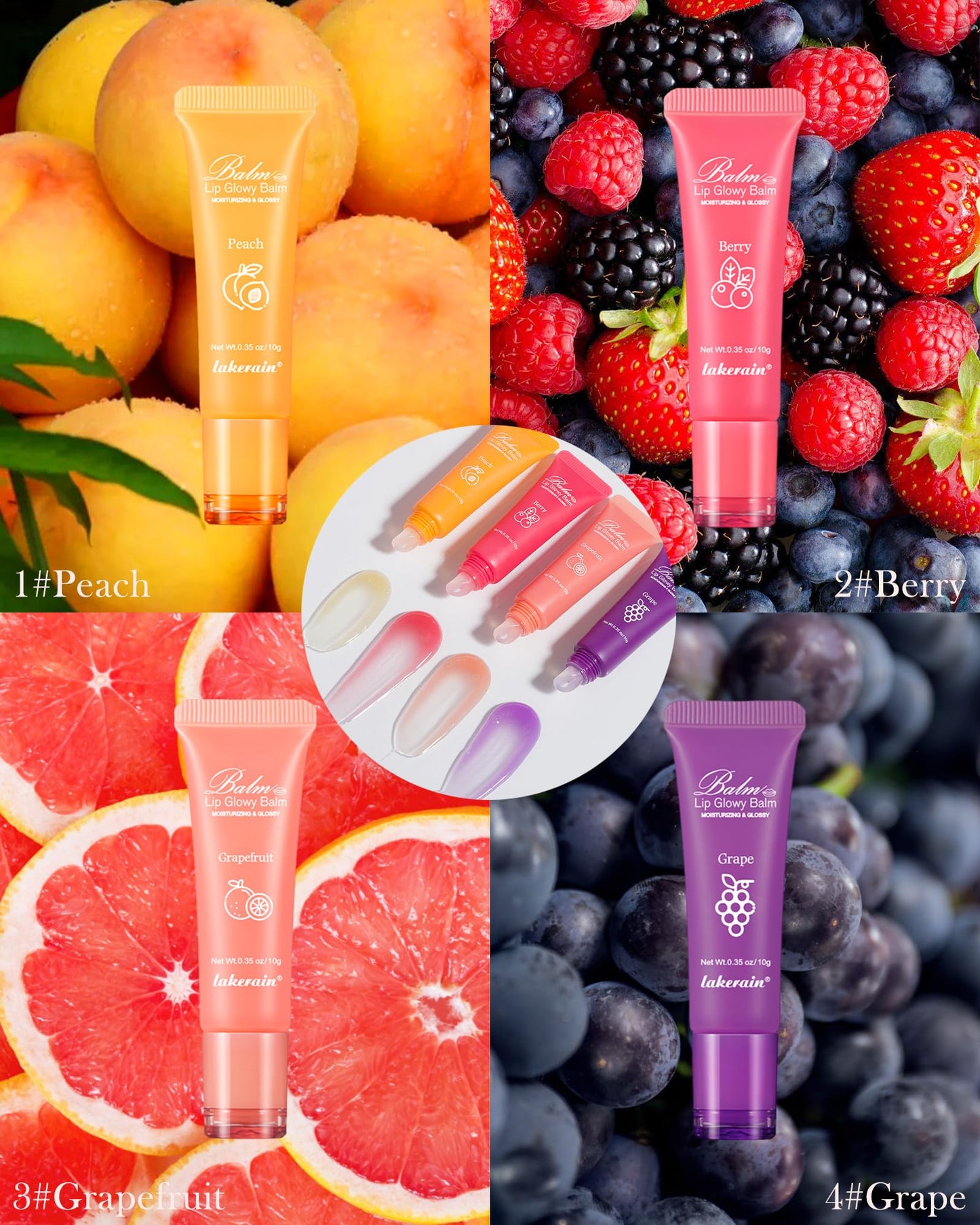 Moisturizer Lip Glowy Balm, Hydrating & Nourishing Repair Sleeping Lip Mask, Shine Glossy Finish Lip Oil,Day and Night Smooth Cracked Chapped Dry Lips,Lip Care Therapy Treatment for Women-3#Grapefruit