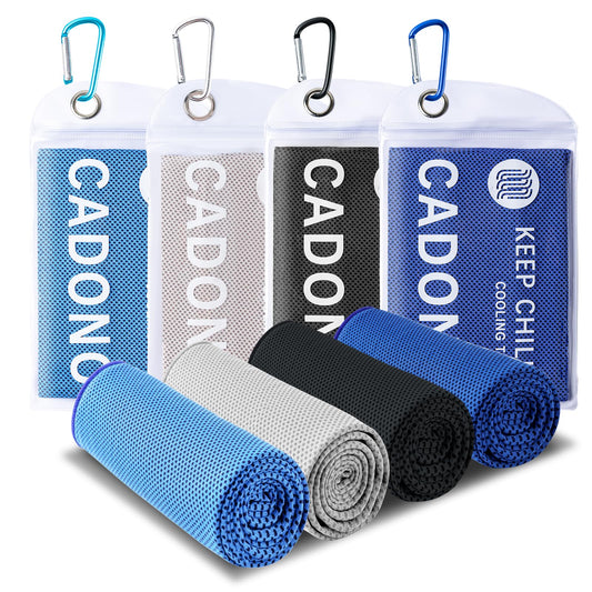 4 Pack Cooling Towel (40"x12"), Soft Breathable Chilly Towel, Ice Towel, Microfiber Towel for Yoga, Sport, Running, Workout,Gym, Camping, Fitness, Workout & More Activities(Multicolor)