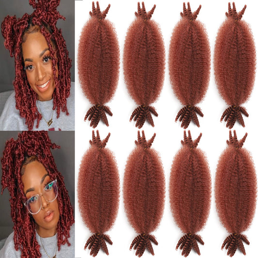 8 Packs Marley Twist Braiding Hair 350 Ginger 8 inch Afro Spring Twist Hair Pre Separated Synthetic Twisted Up Springy Afro Twist Hair for Soft Locs 350 Marley Twist Hair Ginger Braiding Hair