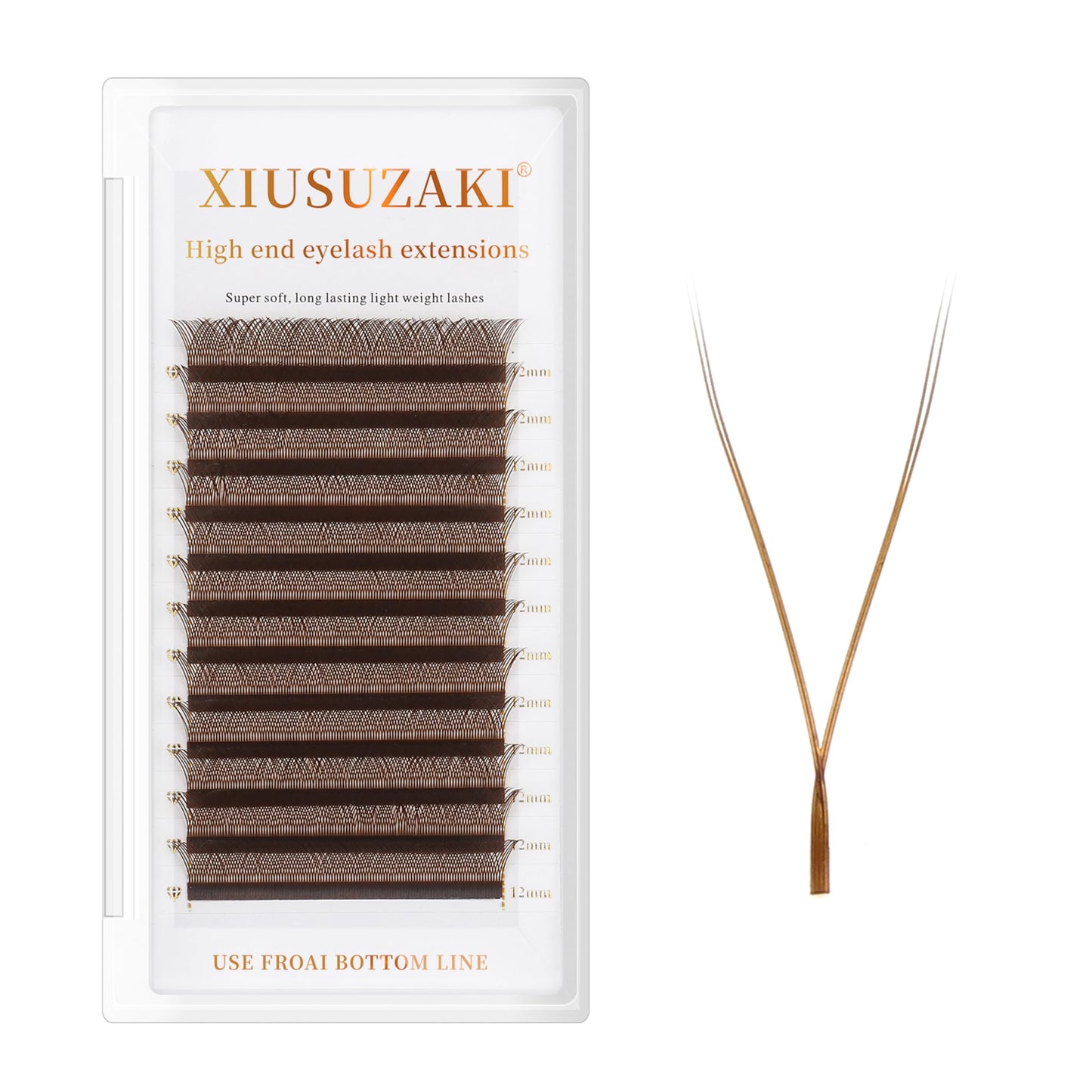 XIUSUZAKI YY Lash Extensions Brown Eyelash Extensions Y Shape 0.07mm Thickness D Curl Mix 8-15mm Premade Fans Lashes Easy Fan Volume Lashes Individual Lashes(Brown-YY-0.07-D,8-15mm)