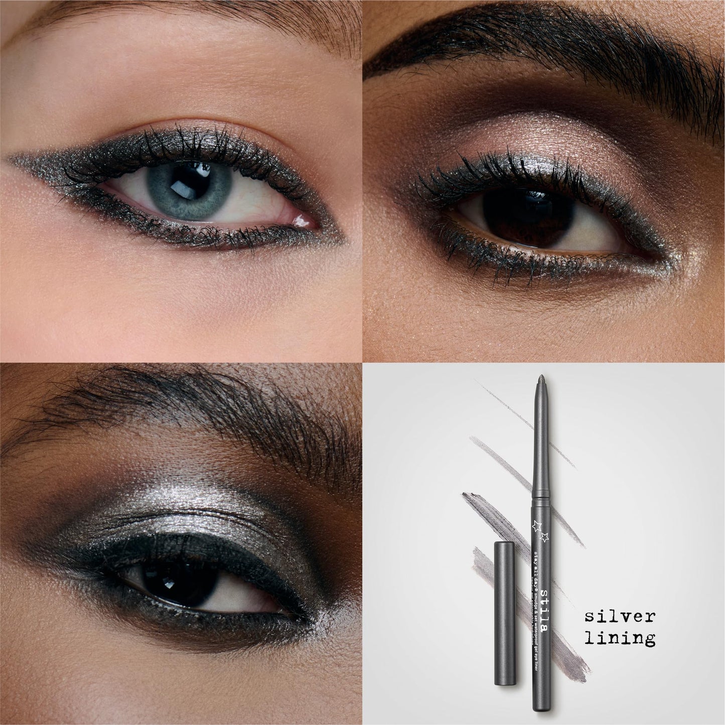 stila Stay All Day Smudge & Set Waterproof Gel Eye Liner Waterline-Safe, Long-Lasting Color Wear, Smooth Glide Eyeliner Pencil or Eyeshadow Silver Lining