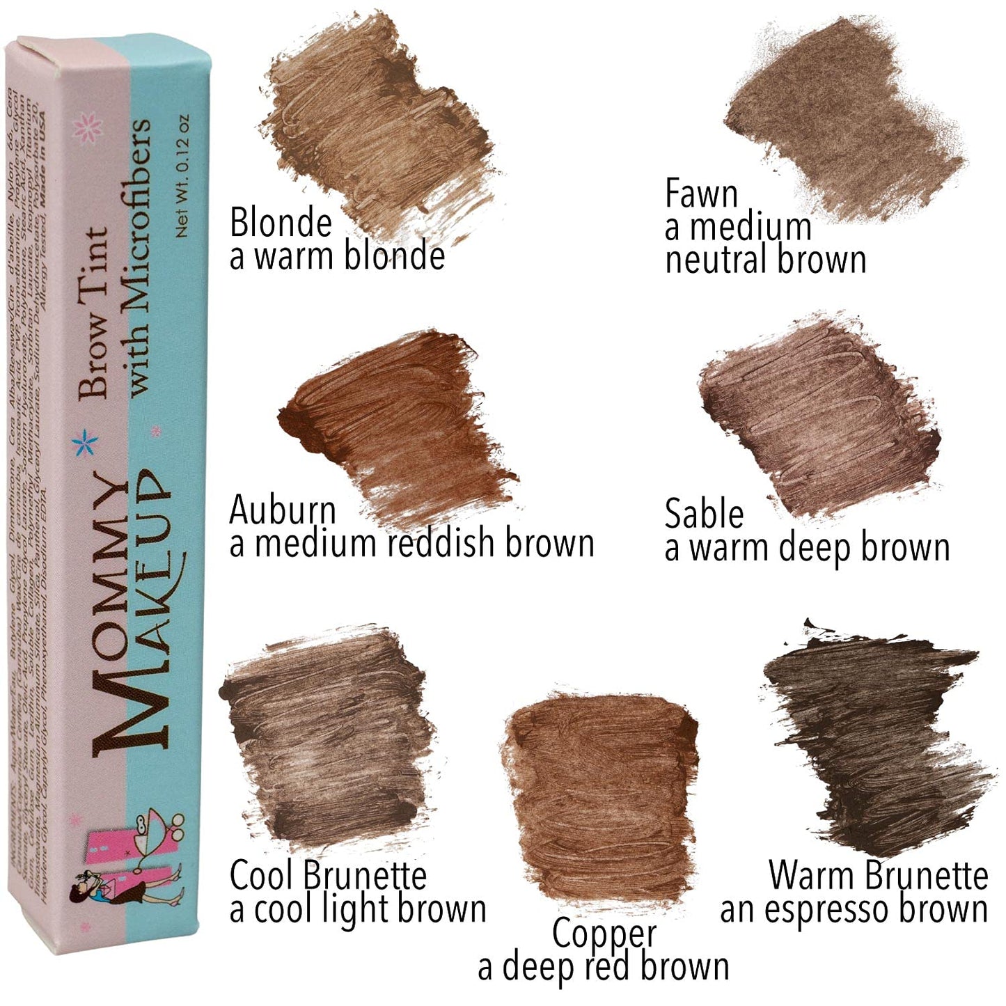 Brow Tint with Microfibers in Warm Brunette (An Espresso Brown) Natural Looking Eyebrow Makeup, Cover Gray Hairs - Water Resistant, Clump Free, Long Lasting Tinted Brow Gel by Mommy Makeup