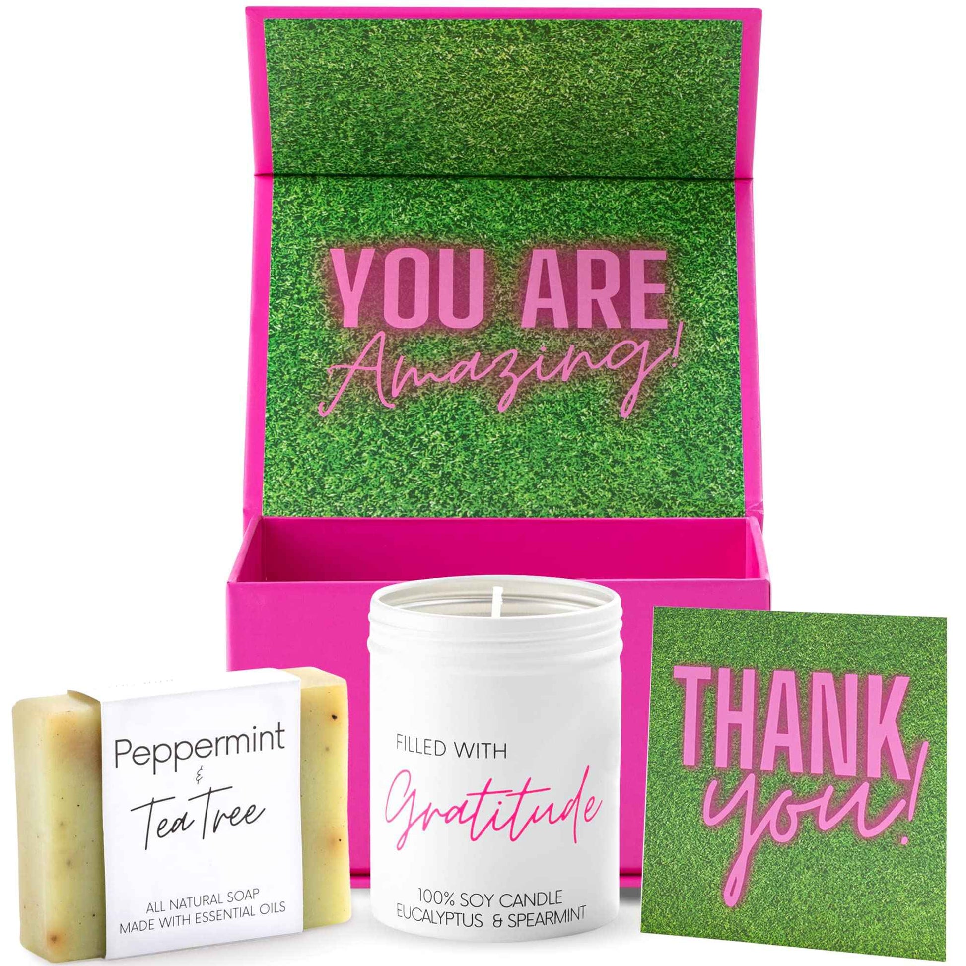 Boxzie Thank You Gifts for Women, Appreciation Gift Box Set, Cute Gratitude Basket Ideas - Thoughtful Candle Presents for Employee, Boss, Coworker, Hostess, Female, Secretary, Teacher, Friend