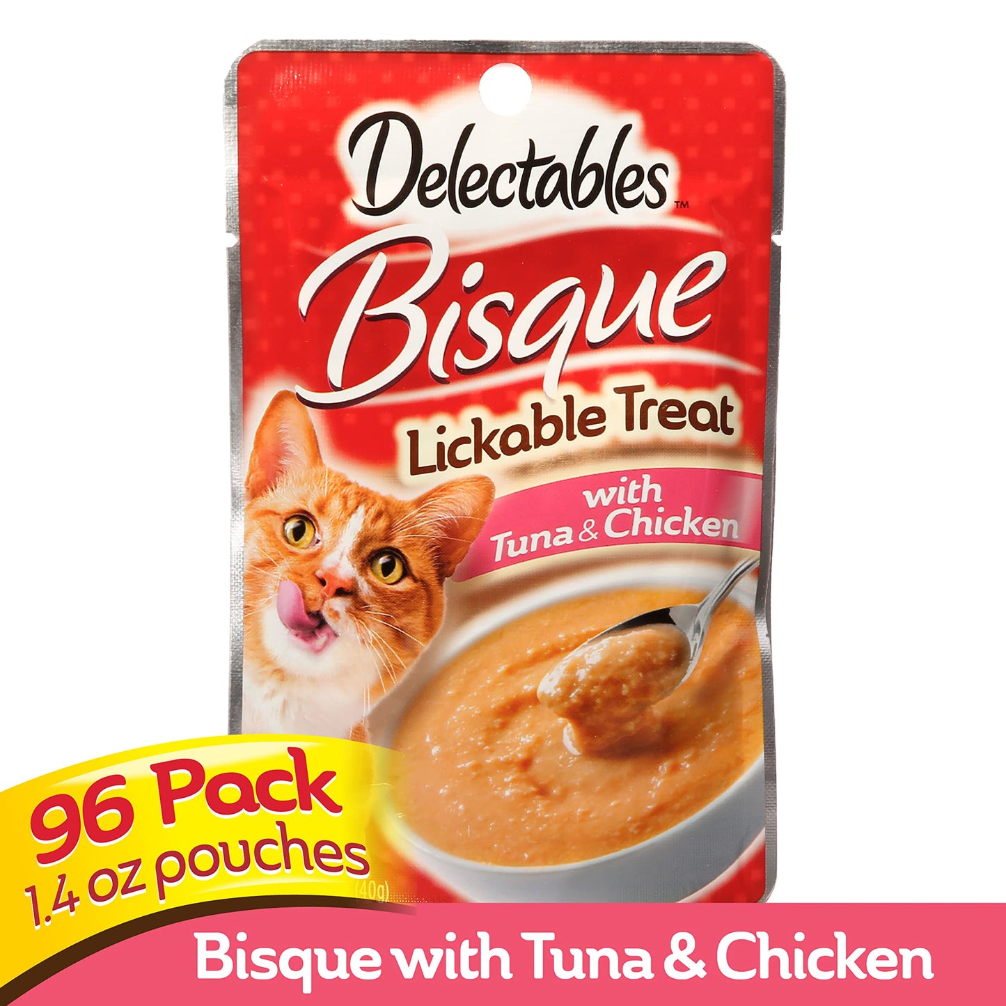 Hartz Delectables Bisque Lickable Wet Cat Treats for Adult & Senior Cats, Tuna & Chicken, 12 Count(Pack of 8)