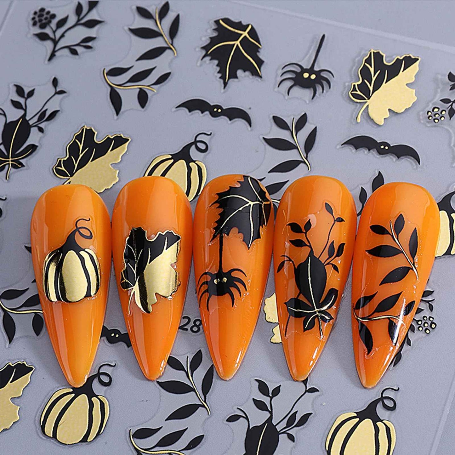 Maple Leaf Nail Art Stickers Pumpkin Nail Decals Cute Ghost Cobweb Bat Sticker for Nails Designs 3D Self-Adhesive Nail Stickers Fall Nail Decoration for Women Nail Art Supplies 4 Sheets