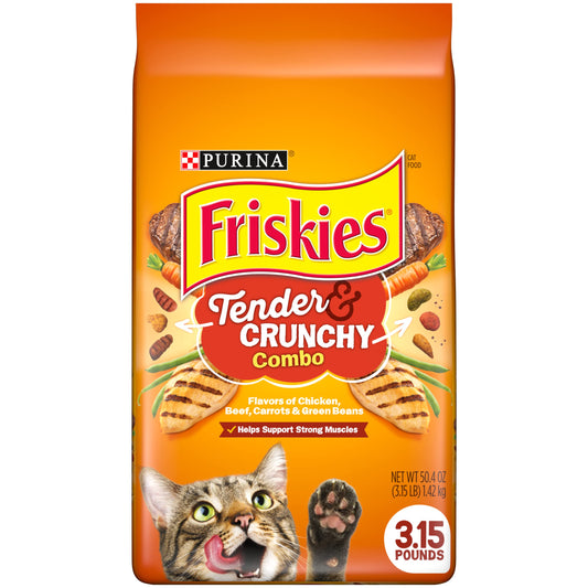 Purina Friskies Dry Cat Food, Tender & Crunchy Combo - (Pack of 4) 3.15 lb. Bags