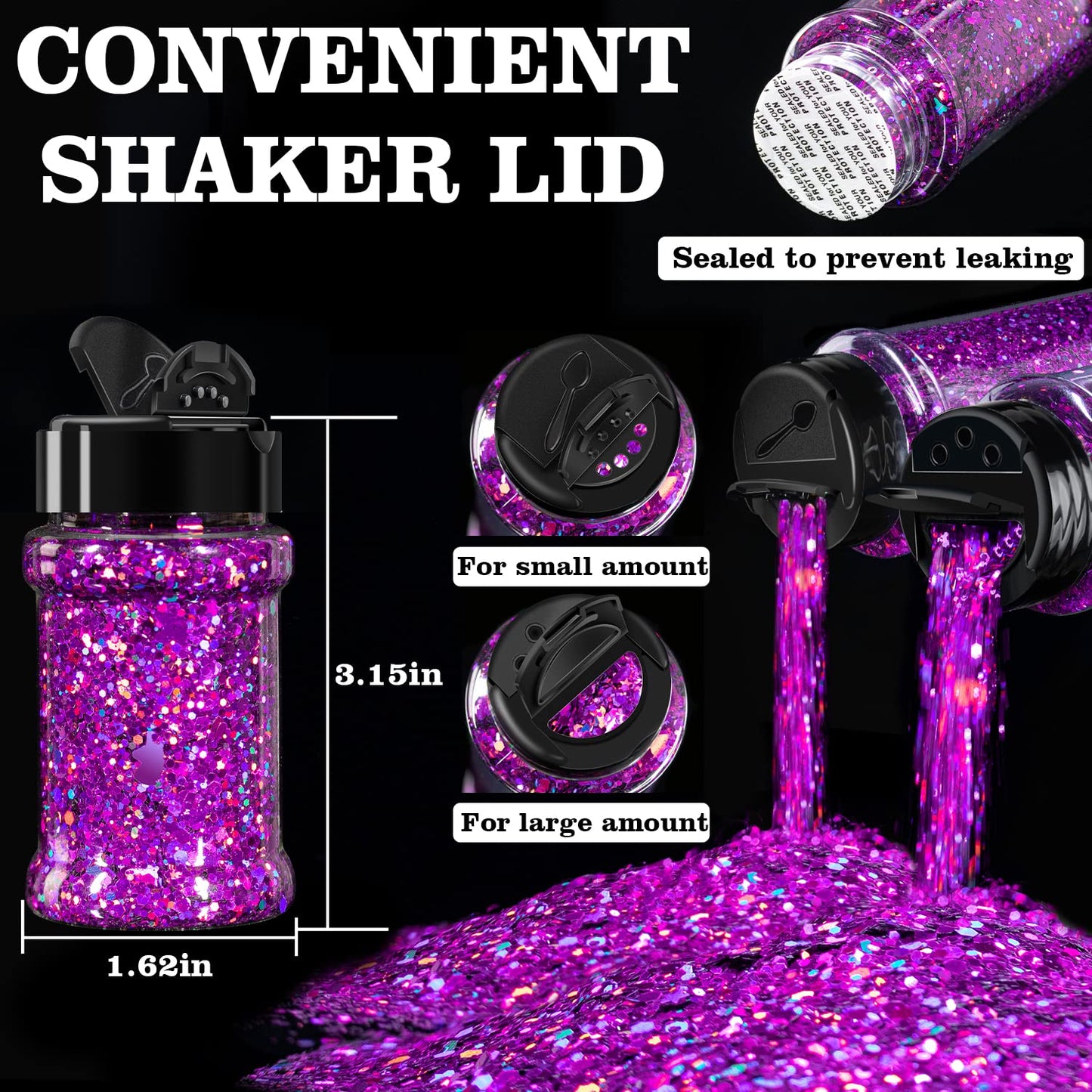 50g Holographic Purplish Red Chunky Glitter+2 Sheets of Rhinestone Sticker Clear+Colorful Rhinestones for Face Glitter with Multi-Shapes for Body Eye Makeup Set for Rave Party+Quick Dry Makeup Glue