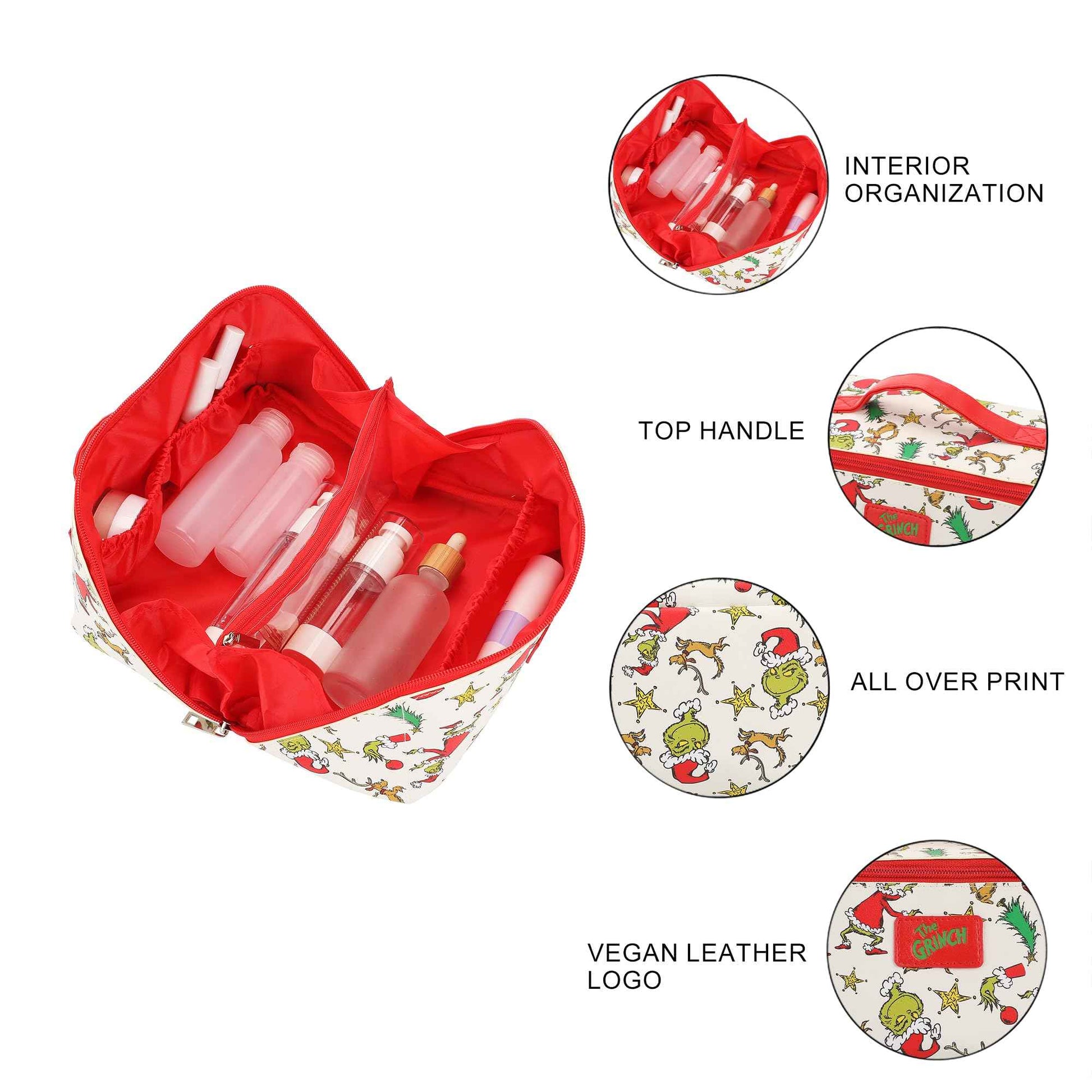 Bioworld The Grinch Holiday All-Over Print Women's Novelty Cosmetic Bag